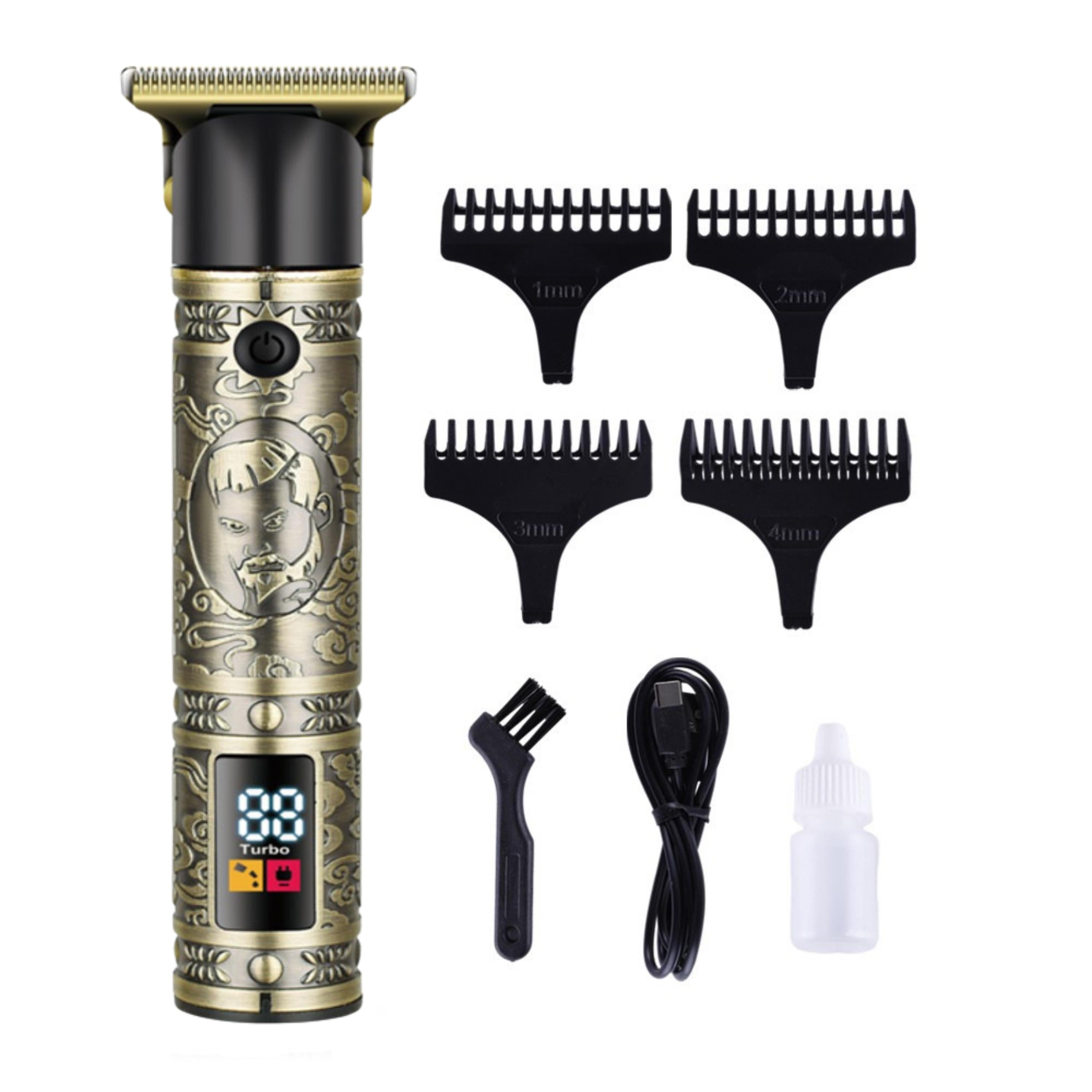 Daling DL 111A Profesyonel Şarjlı Çizik Tıraş Makinesi T Blade 01 mm Sıfıra Yakın Kesim Dijital Ekran Turbo Mod Sakal Ense Saç Sakal Kesme Makinesi