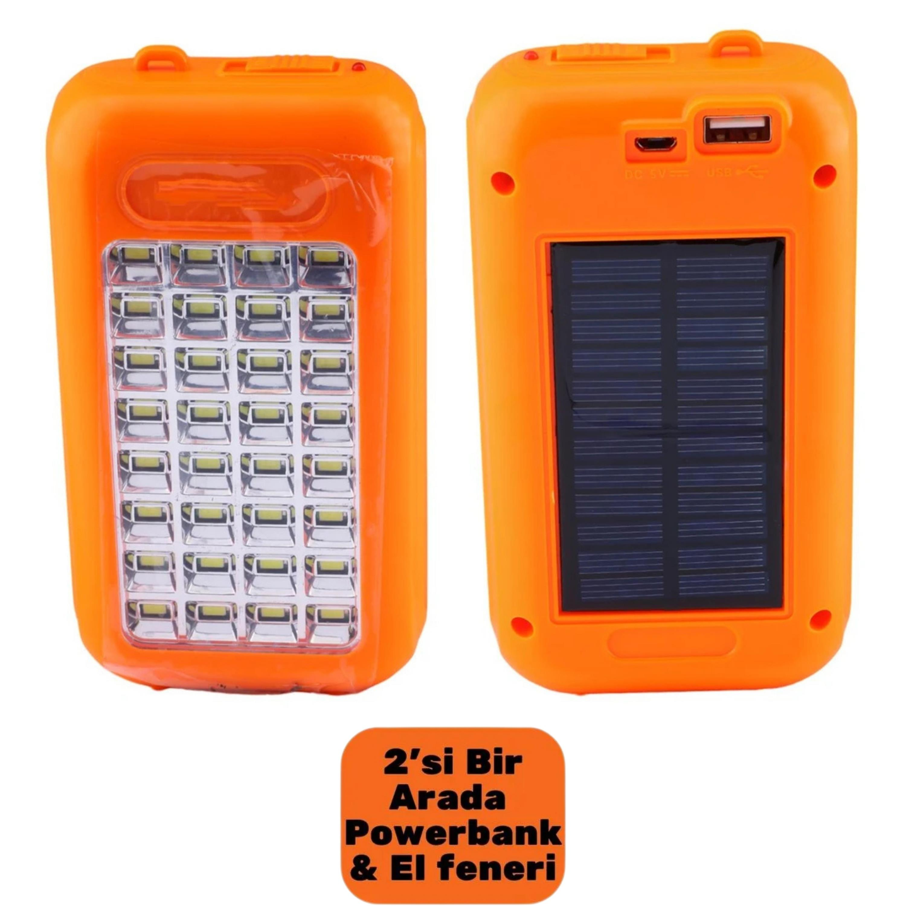 GS-875 Güneş Enerjili Taşınabilir Powerbank Ve Fener 32 Led Işıklı Kamp Lambası