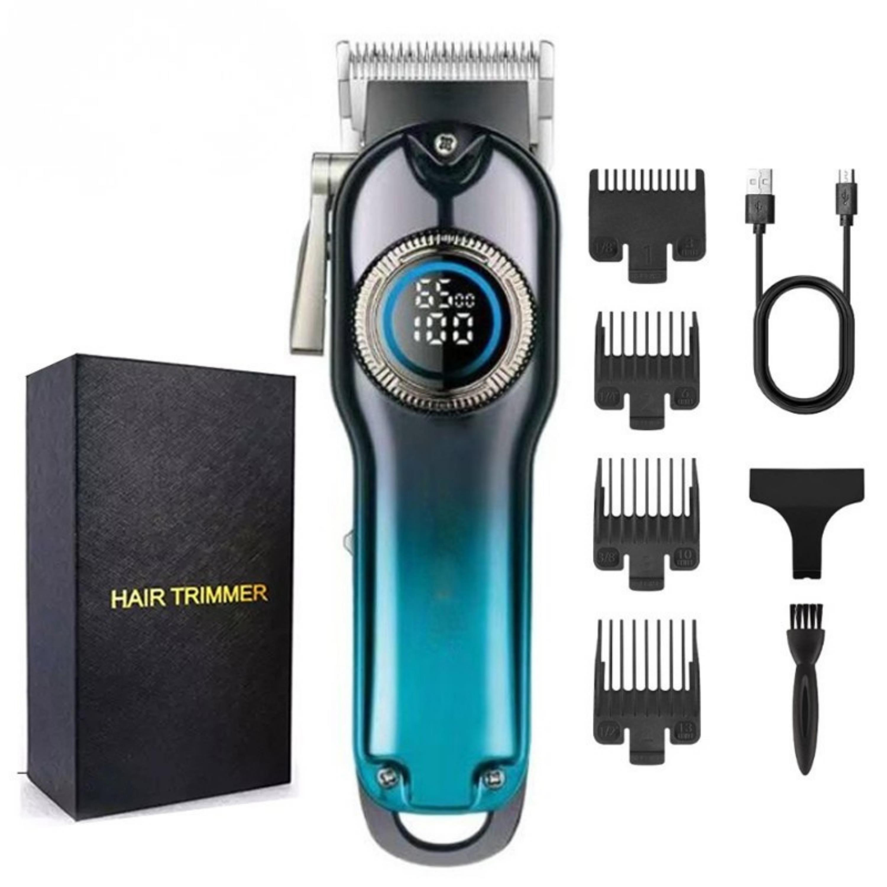 HK 610 Profesyonel Saç Kesme Makinesi Erkek Saç Sakal Tıraş Makinesi Güçlü Motor Dijital Ekran USB Şarjlı Kuaför Tipi Hair Clipper Traş Makinesi