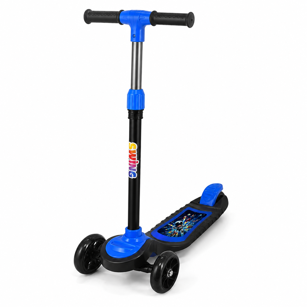 Mavi CNS Scooter Çocuklar İçin 3 Tekerlekli Denge Scooter 3 Kademe Ayarlanabilir Direksiyon Işıklı Tekerlekli Geniş Ayak Basma Alanı Arka Ayak Frenli Çocuk Scooterı