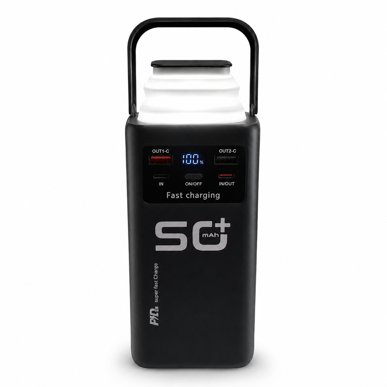 PW450 50000 mAh Yüksek Kapasiteli Powerbank 22.5W Hızlı Şarj Dijital Ekranlı LED Fenerli Dahili 4 Kablolu Çoklu Çıkışlı Taşınabilir Güç Kaynağı