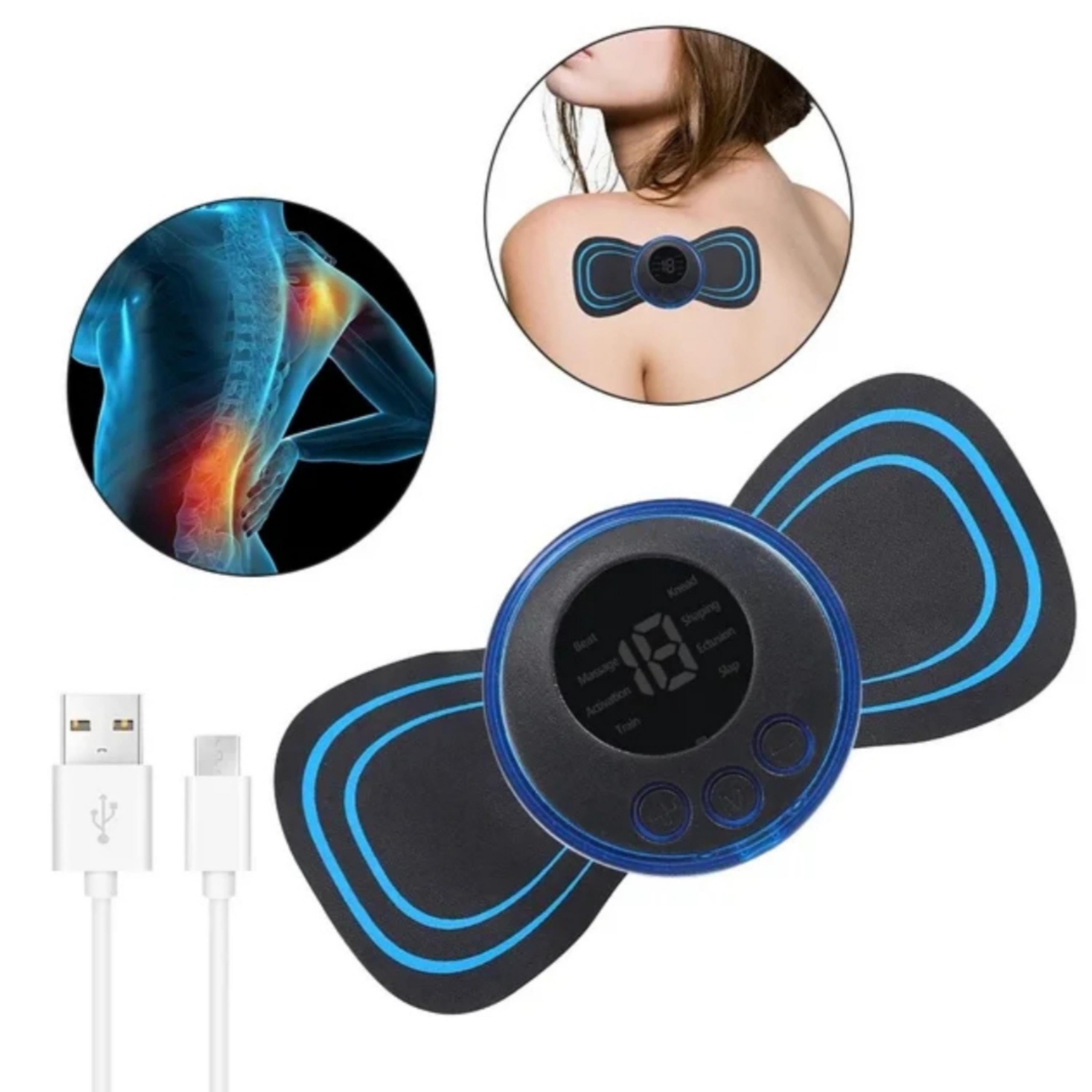 Tekli Sixpad Masaj Cihazı Tens Ems Elektronik Kas Uyarıcı Dijital Ekranlı Şarjlı Boyun Omuz Bel Kol Bacak Kas Gevşetici Akıllı Zaman Ayarlı 8 Modlu Masaj Pedi
