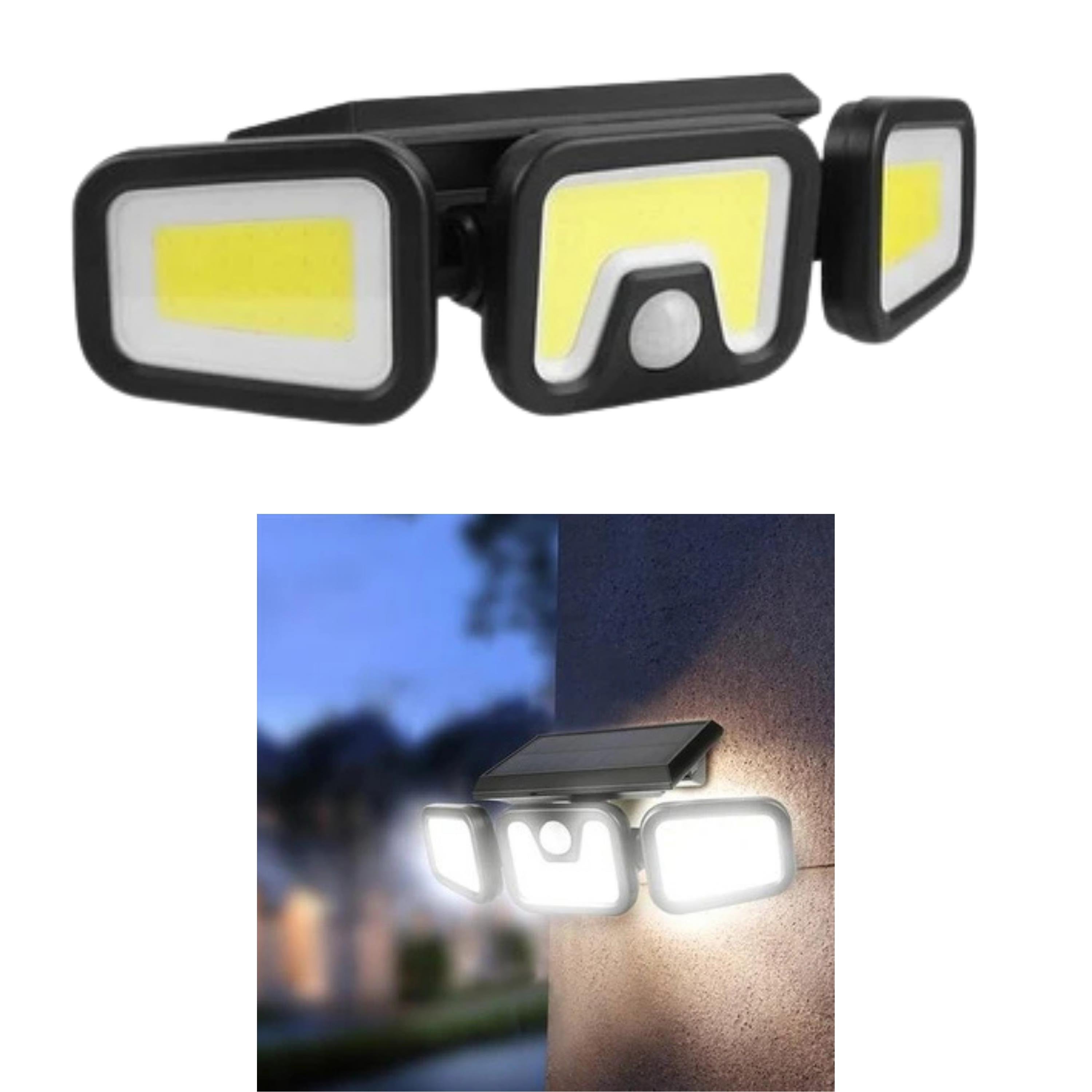 V-023 Güneş Enerjili Hareket Sensörlü Güvenlik Led Işığı 3 Kafalı Solar Lamba