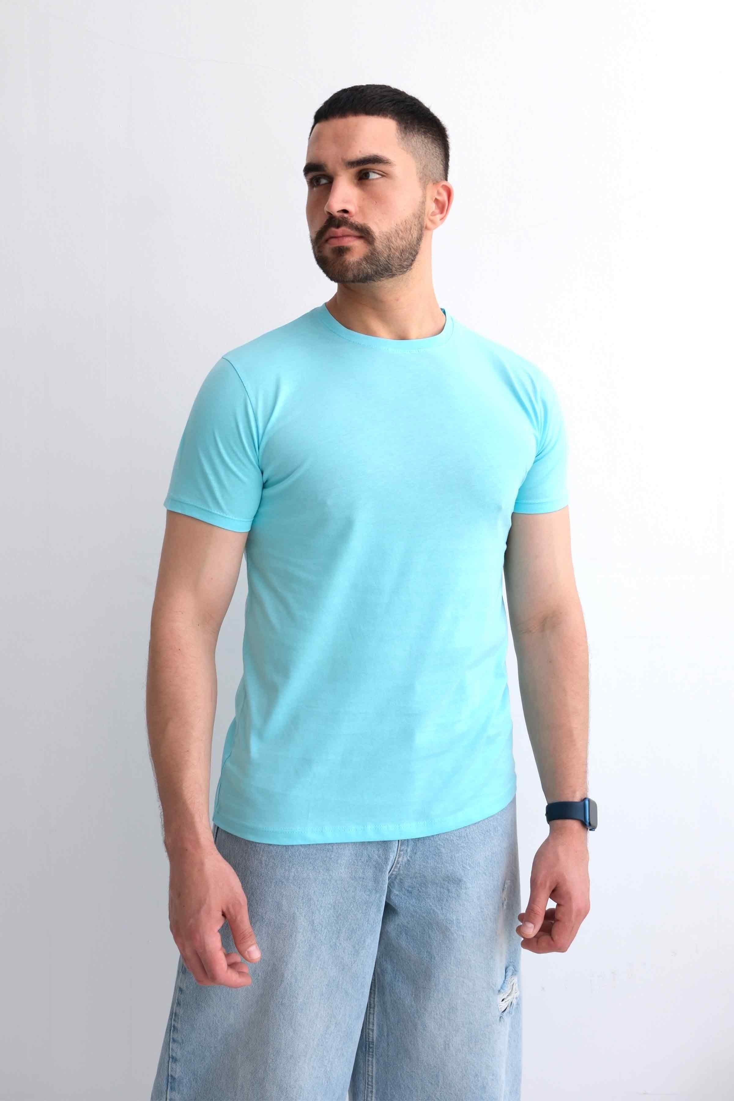 Men’s Crew-Neck Plain 100% Cotton Basic T-Shirt – Light Green