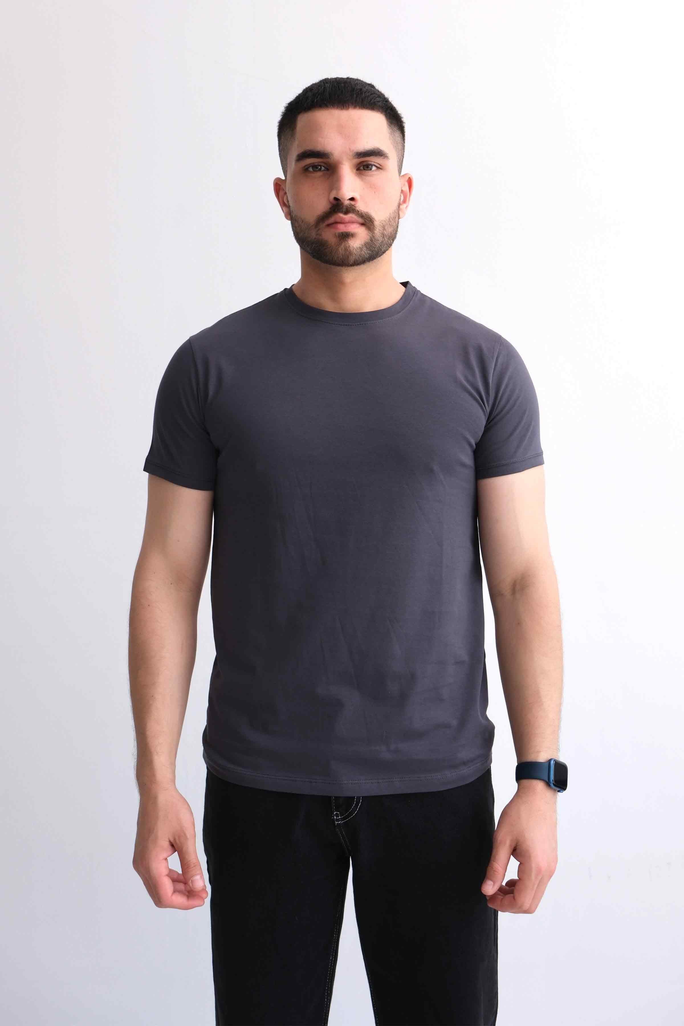 Men’s Crew-Neck Plain 100% Cotton Basic T-Shirt – Anthracite