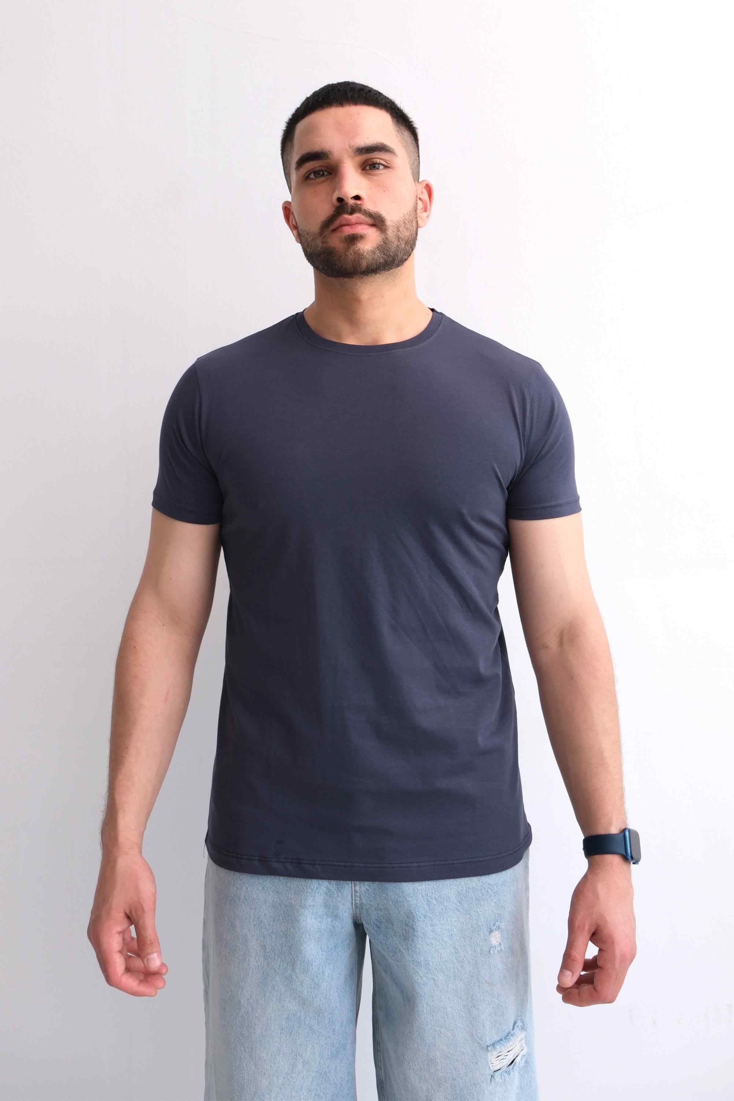 Men’s Crew-Neck Plain 100% Cotton Basic T-Shirt – Charcoal