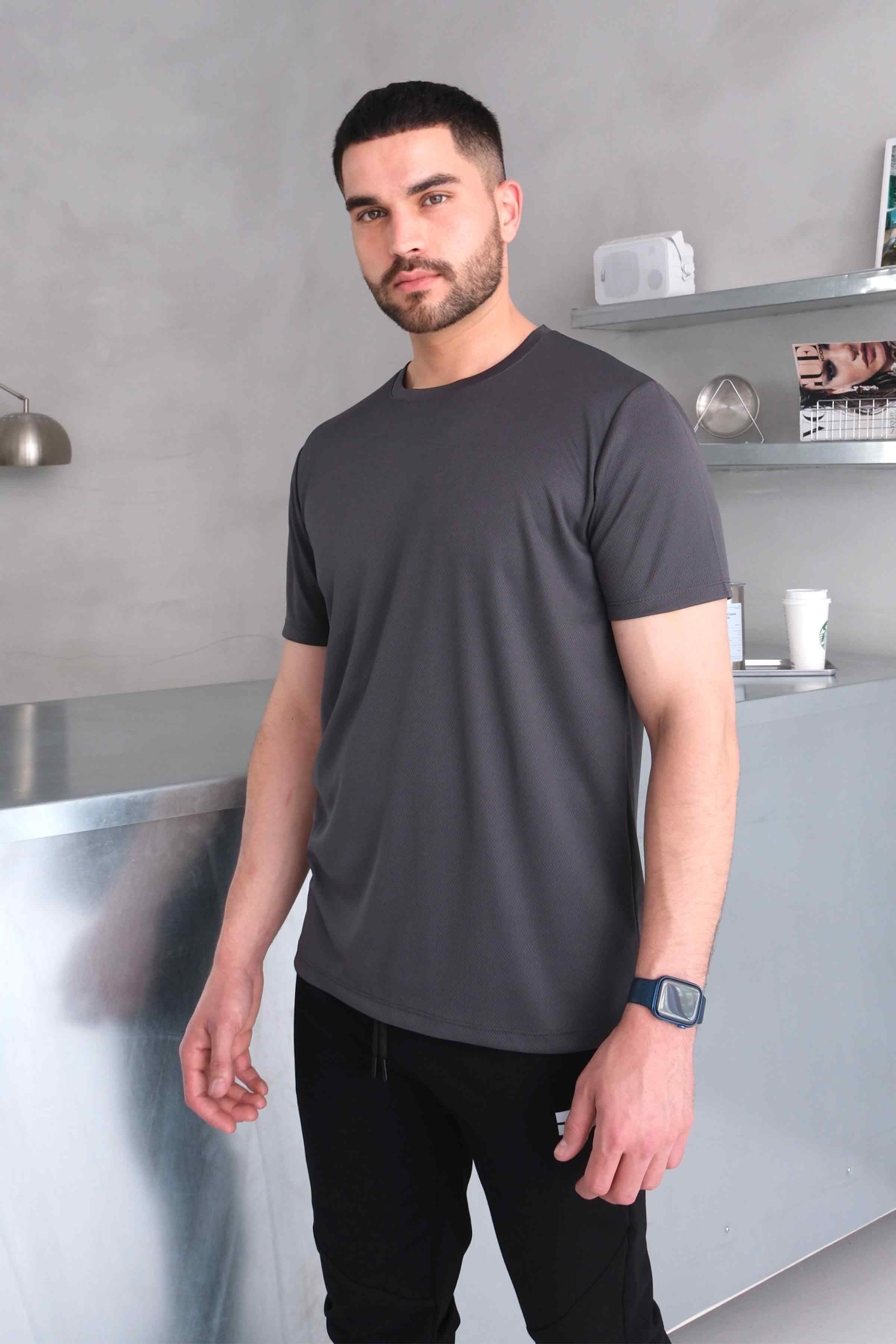 Men’s Crew-Neck Kappa Athletic Basic T-Shirt - Charcoal