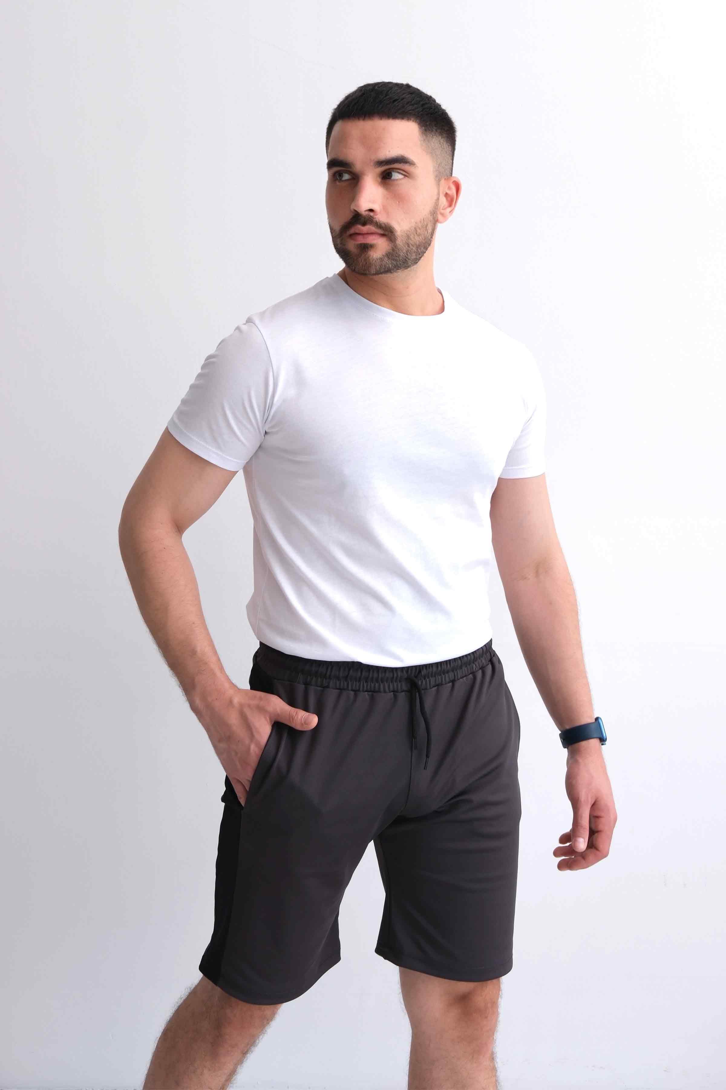 Men’s Regular-Fit Paneled Drawstring Shorts – Anthracite