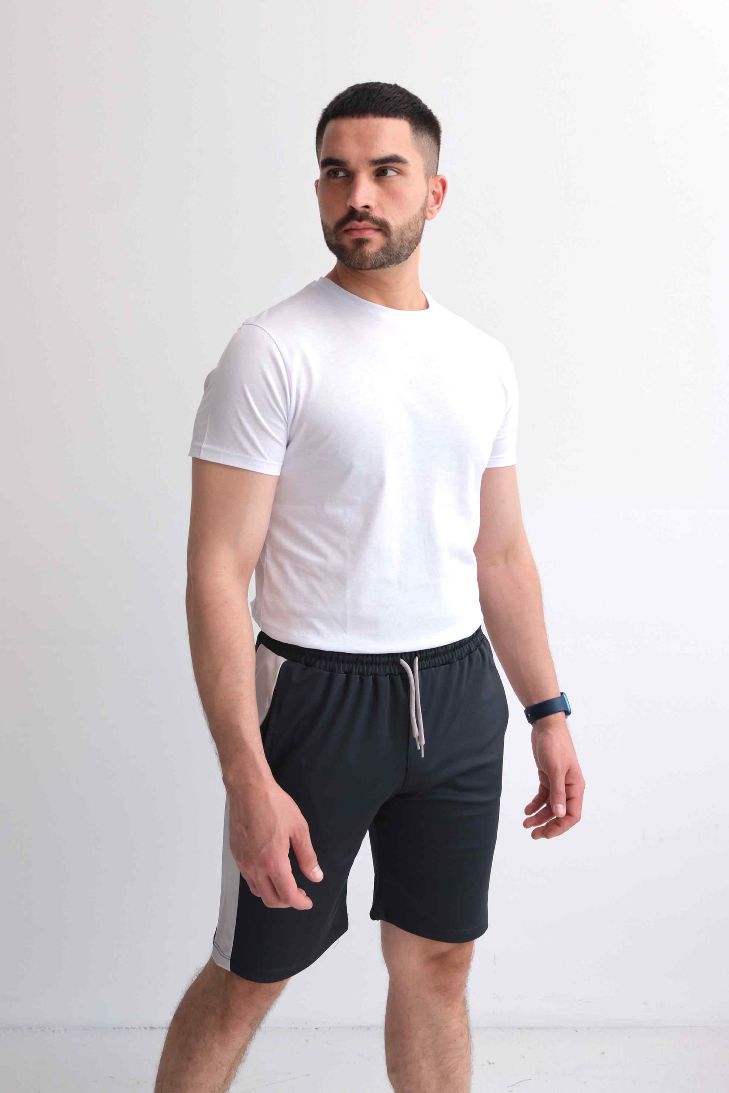 Men’s Regular-Fit Paneled Drawstring Shorts – Charcoal