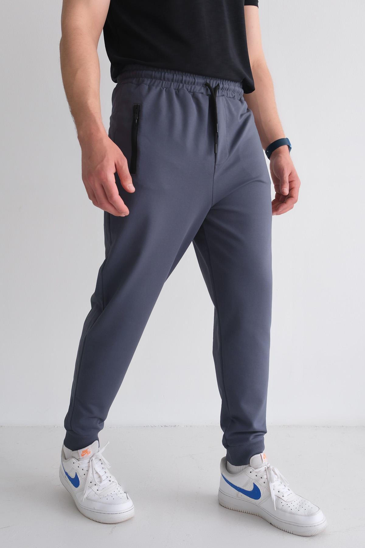 Men’s Regular Fit Cotton Cuffed Tapered Sweatpants - Charcoal
