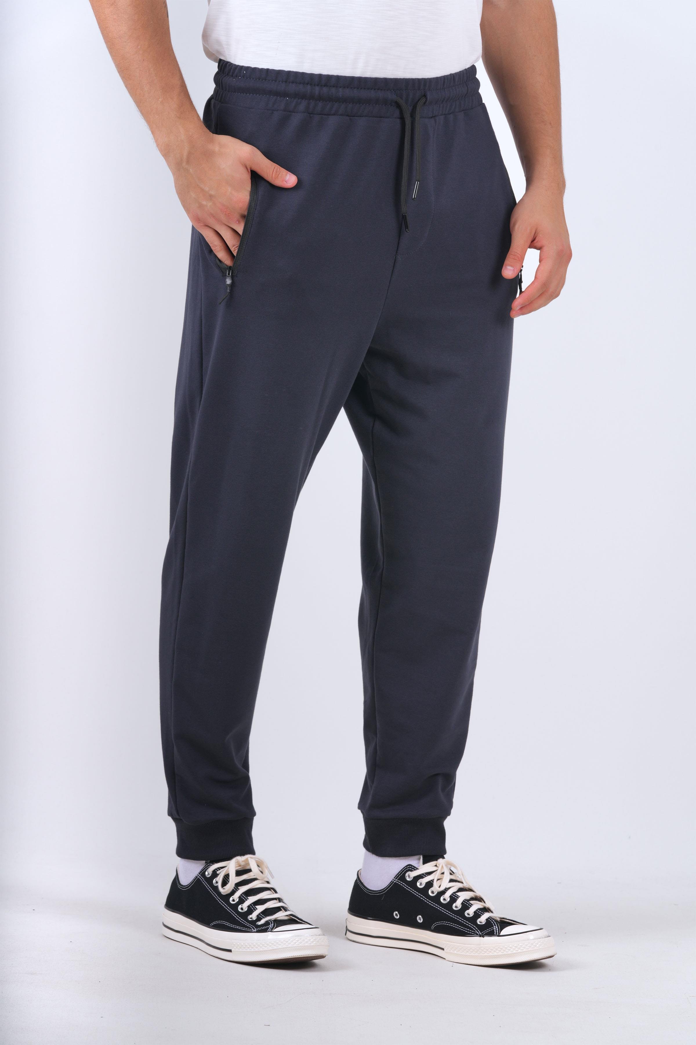 Men’s Regular Fit Cotton Cuffed Tapered Sweatpants - Navy
