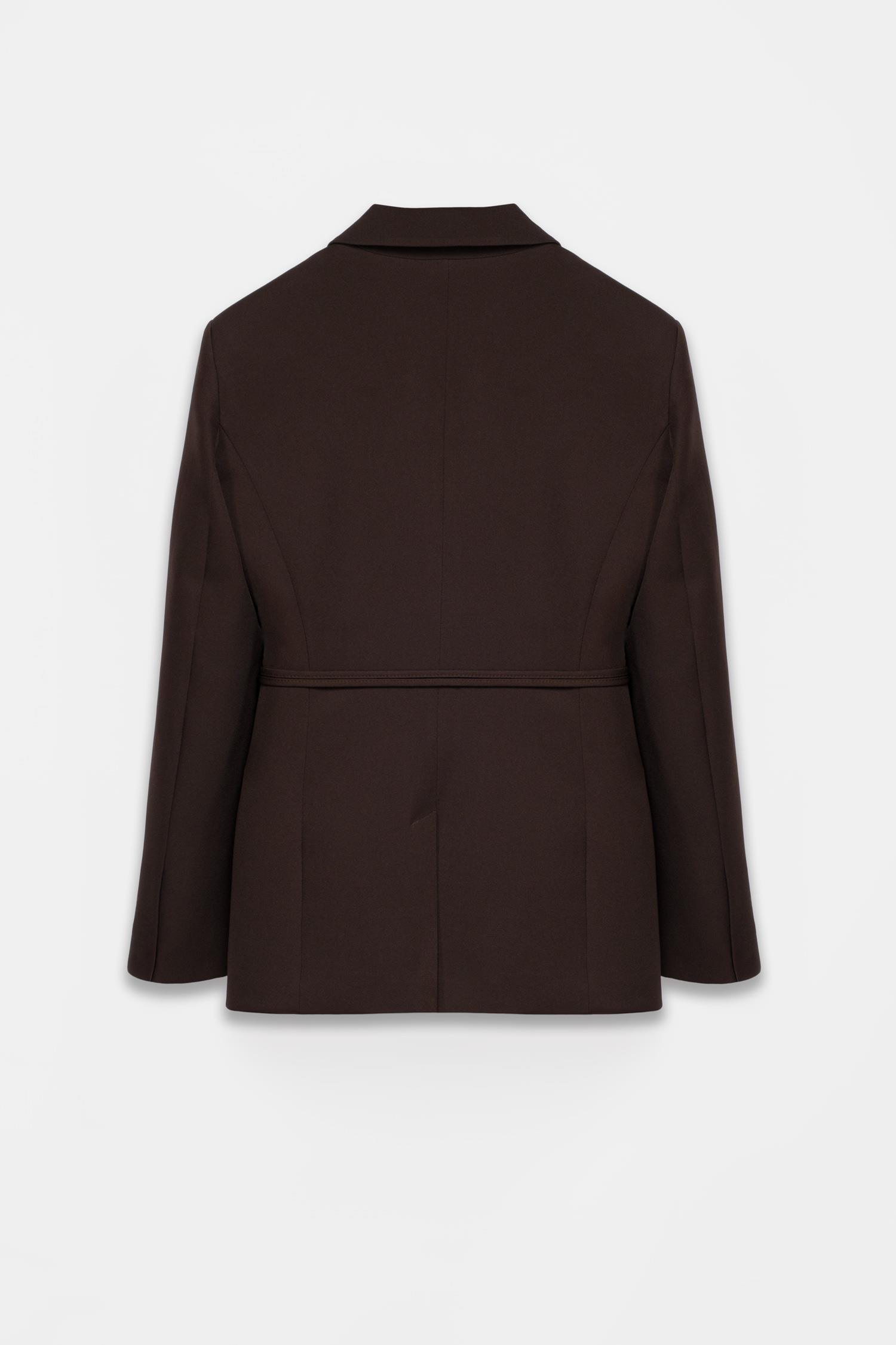 Kadın Acı Kahve Bağcıklı Dokuma Blazer-Thalure