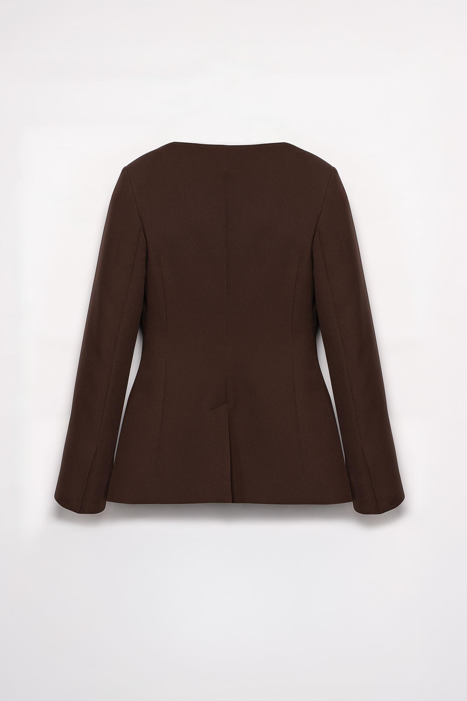 Kadın Açık Kahve Geniş Yaka Blazer-Thalure