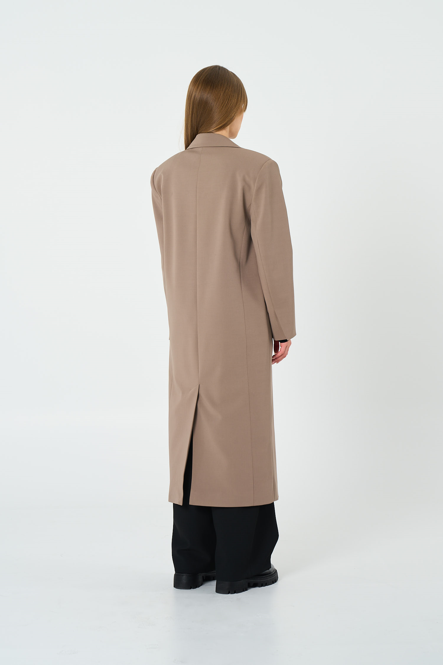 Kadın Bej Oversize Uzun Ceket-Thalure