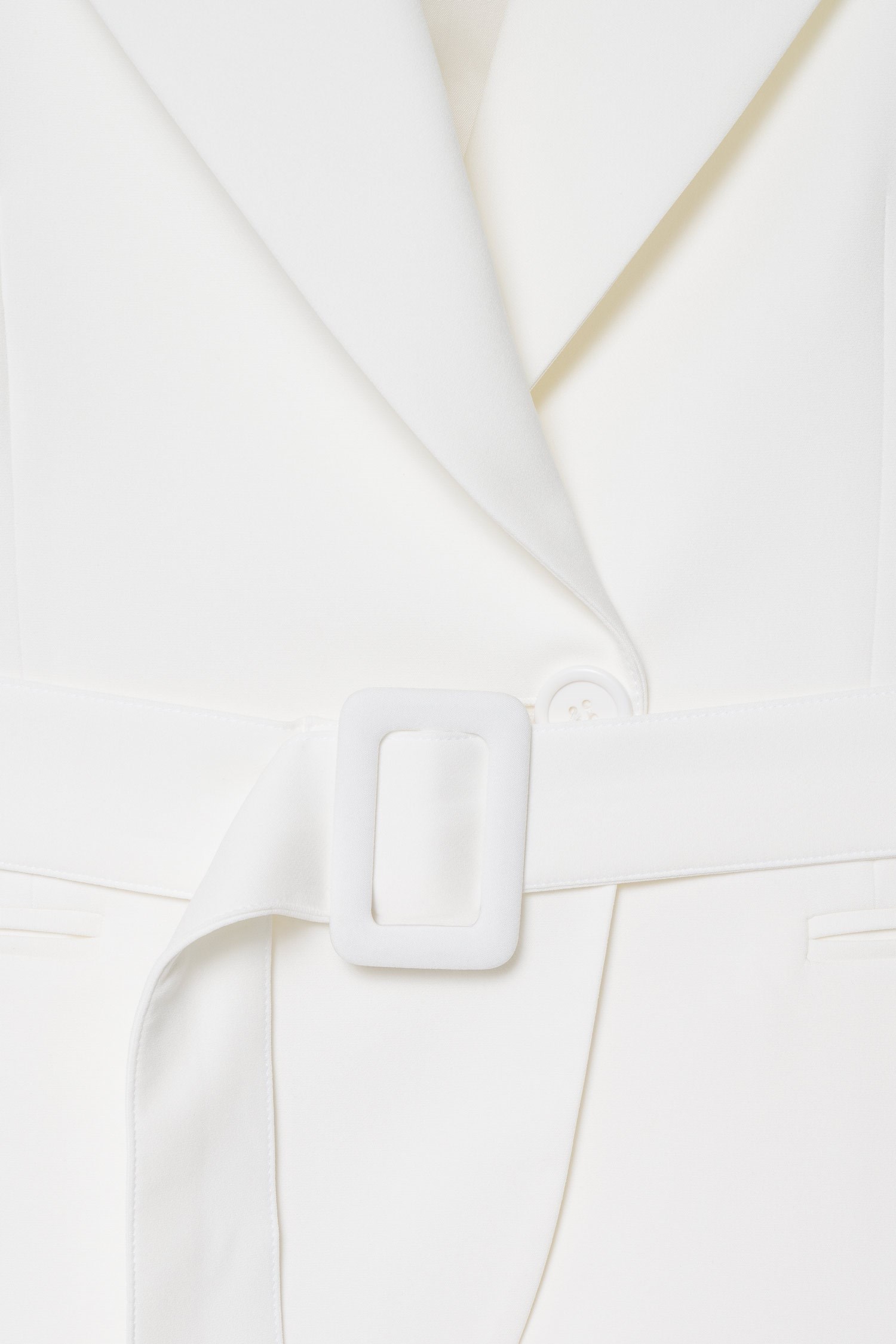 Kadın Beyaz Beli Kemer Detaylı Blazer -Thalure