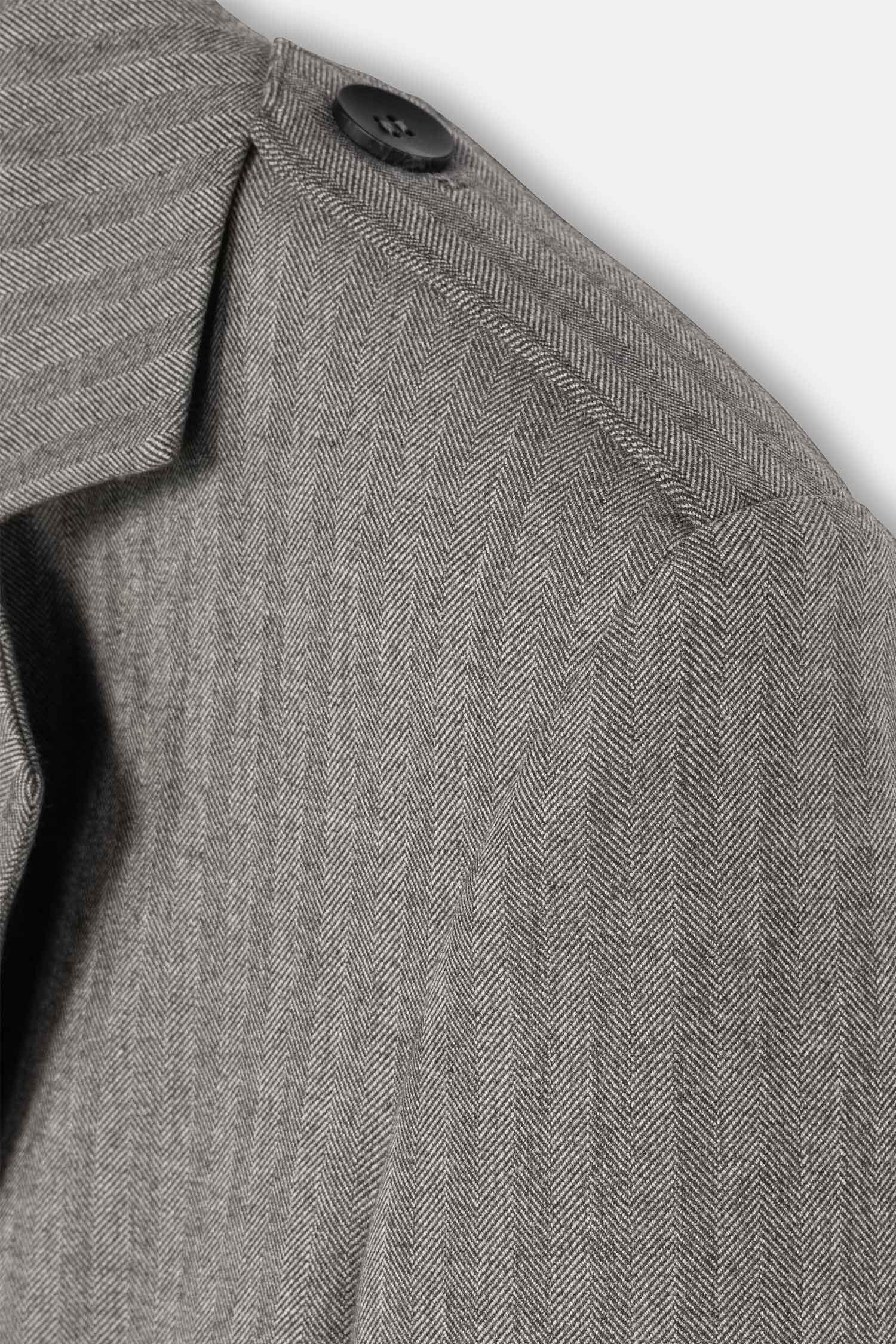 Kadın Gri Körüklü Cepli Apoletli Blazer-Thalure