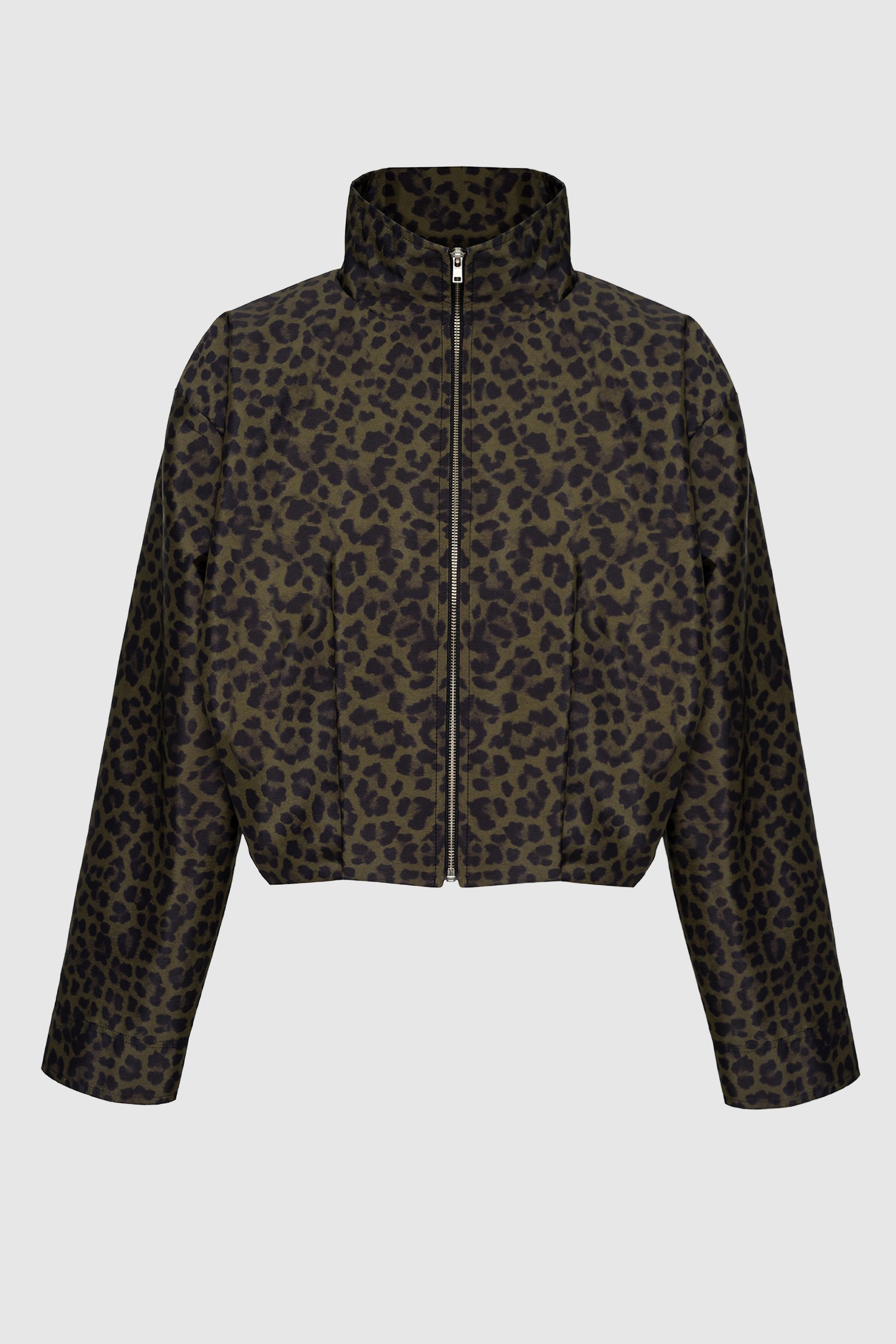 Kadın Haki Leopar Desenli Bomber Ceket-Thalure