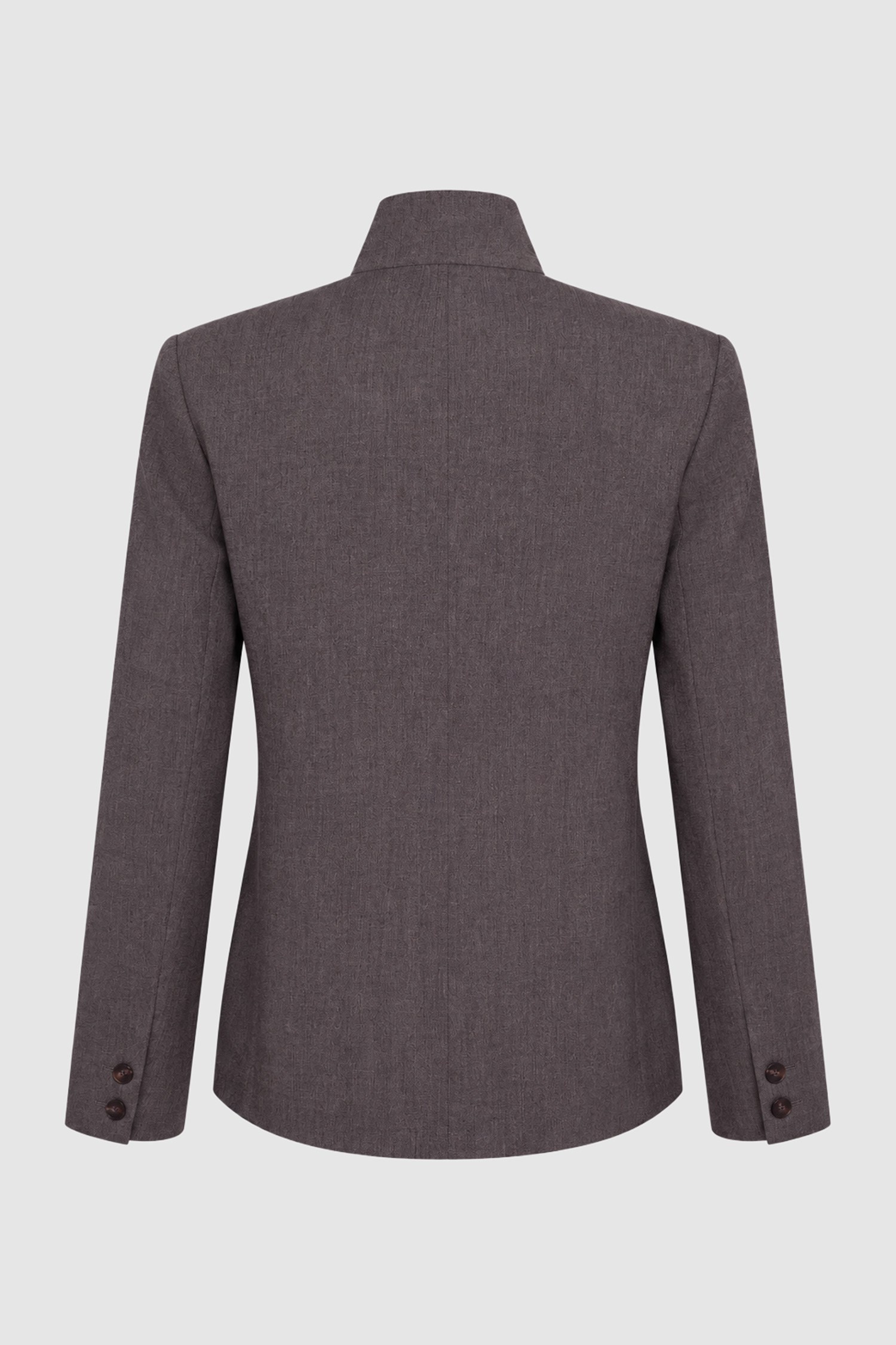 Kadın Kahverengi Dik Yaka Düğmeli Oversize Blazer-Thalure