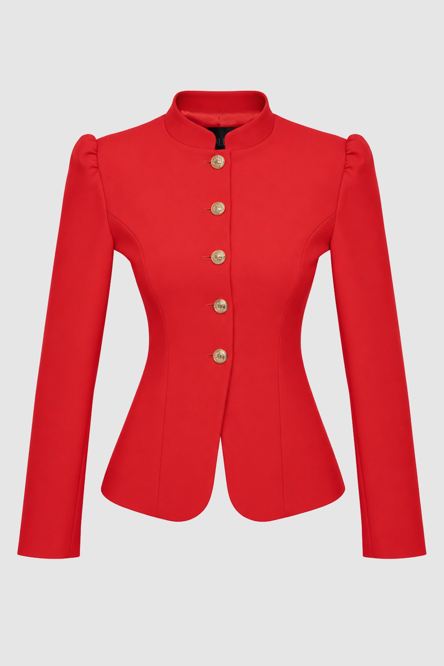 Kadın Kırmızı Hakim Yaka Düğmeli Fit Blazer-Thalure