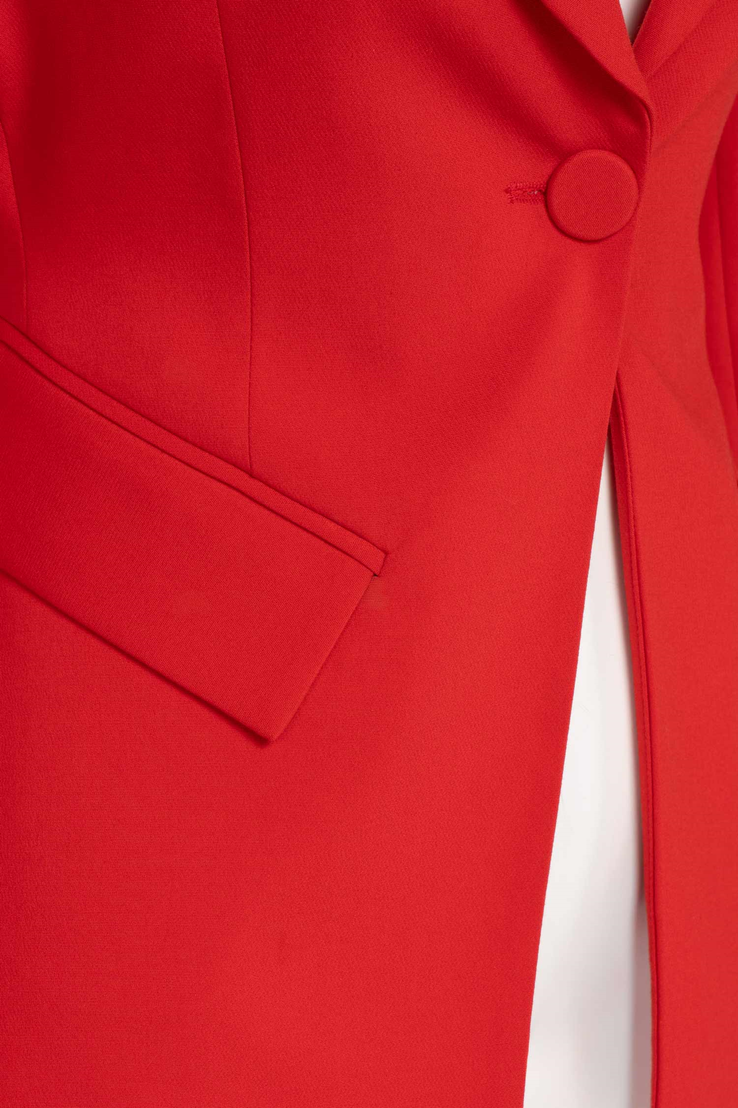 Kadın Kırmızı Tek Düğmeli Blazer-Thalure