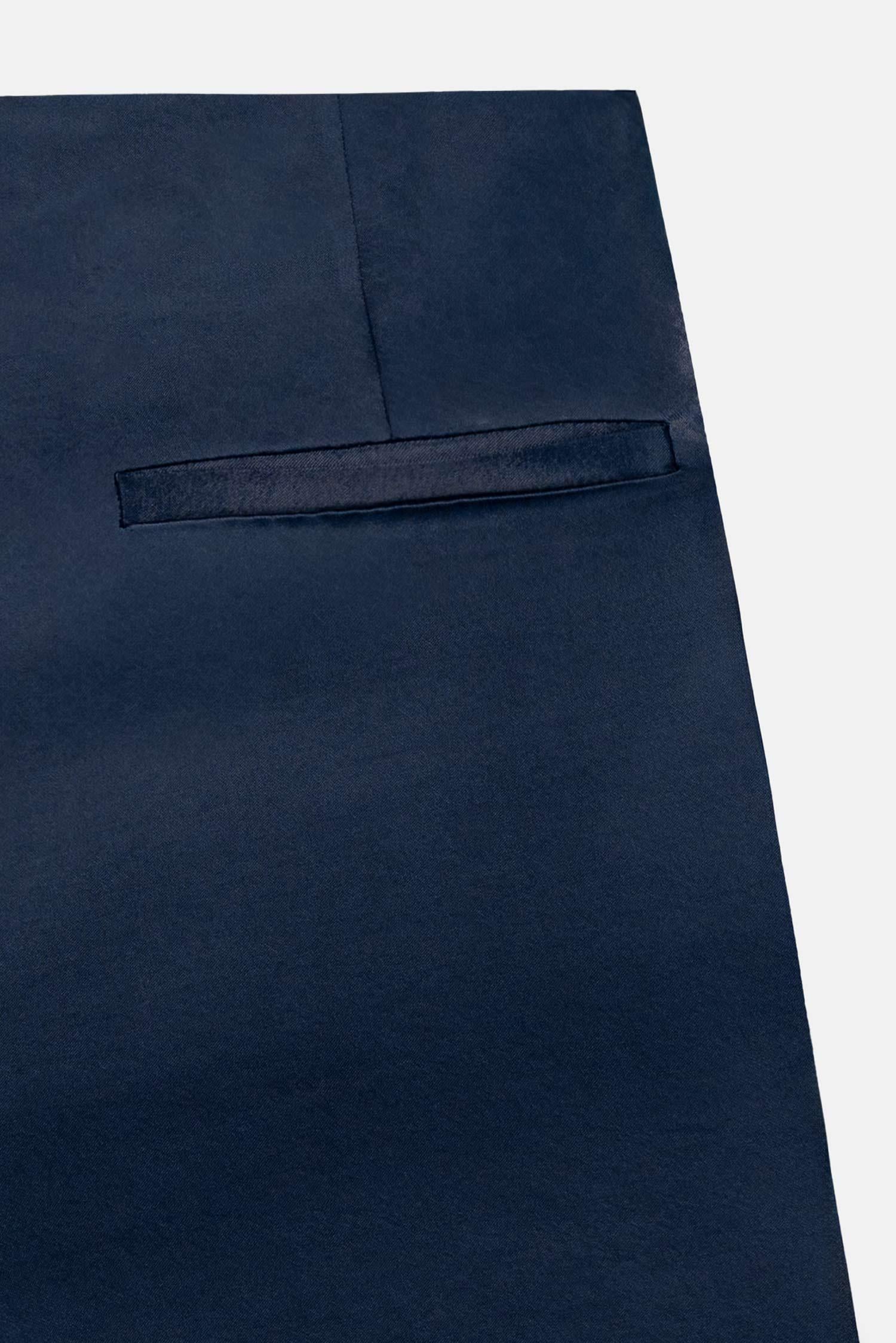 Kadın Lacivert Saten Mini Şort Etek-Thalure