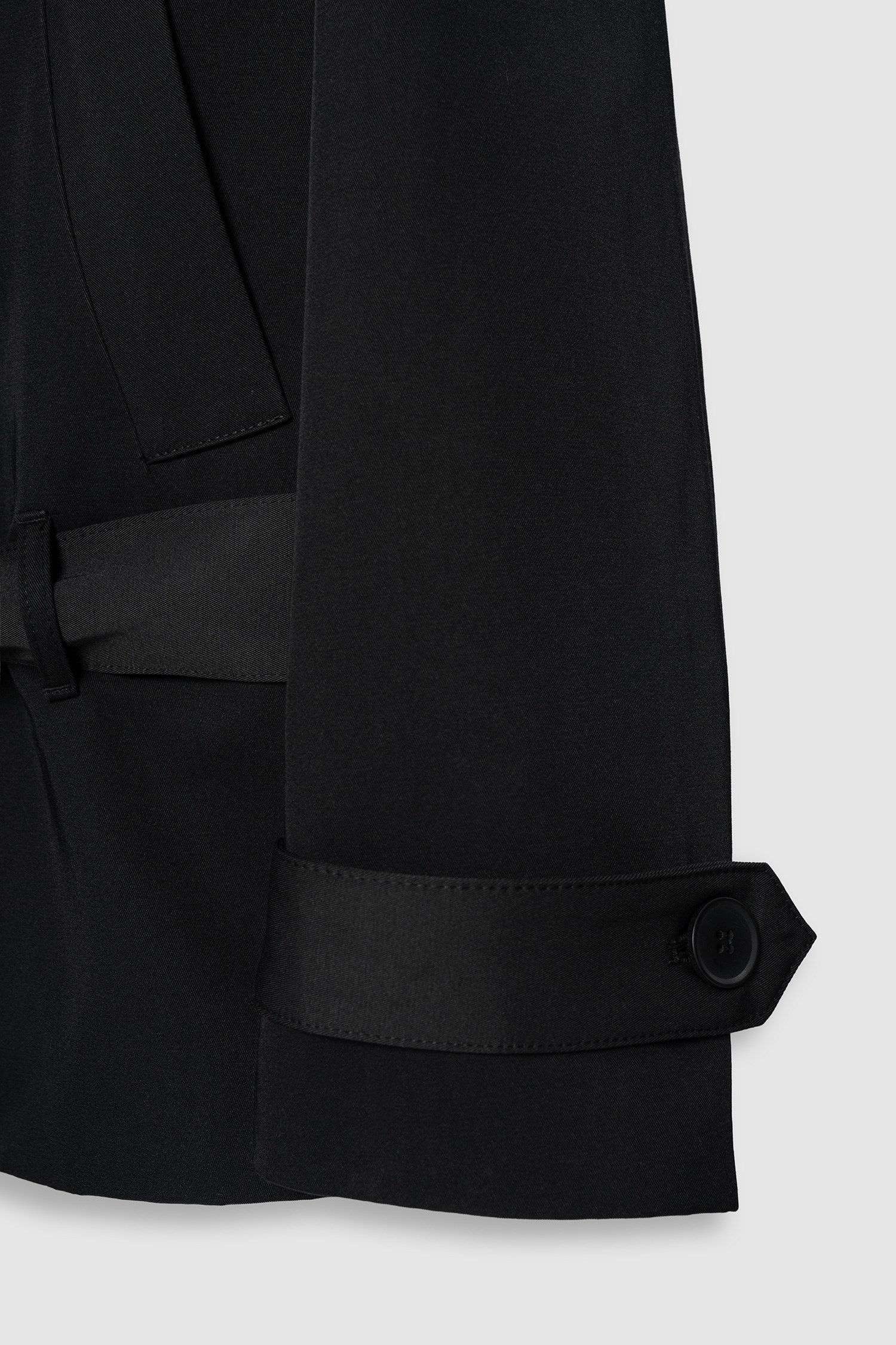 Kadın Siyah Dik Yaka Oversize Kısa Trençkot-Thalure
