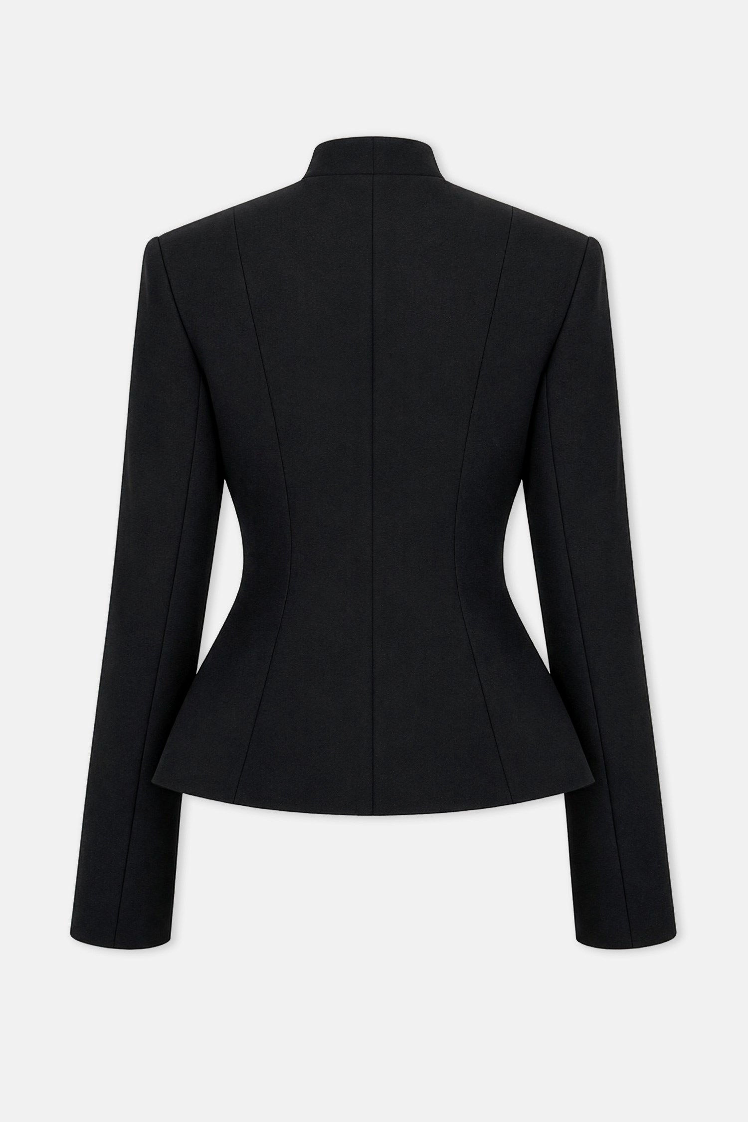 Kadın Siyah Kruvaze Düğmeli Peplum Blazer-Thalure
