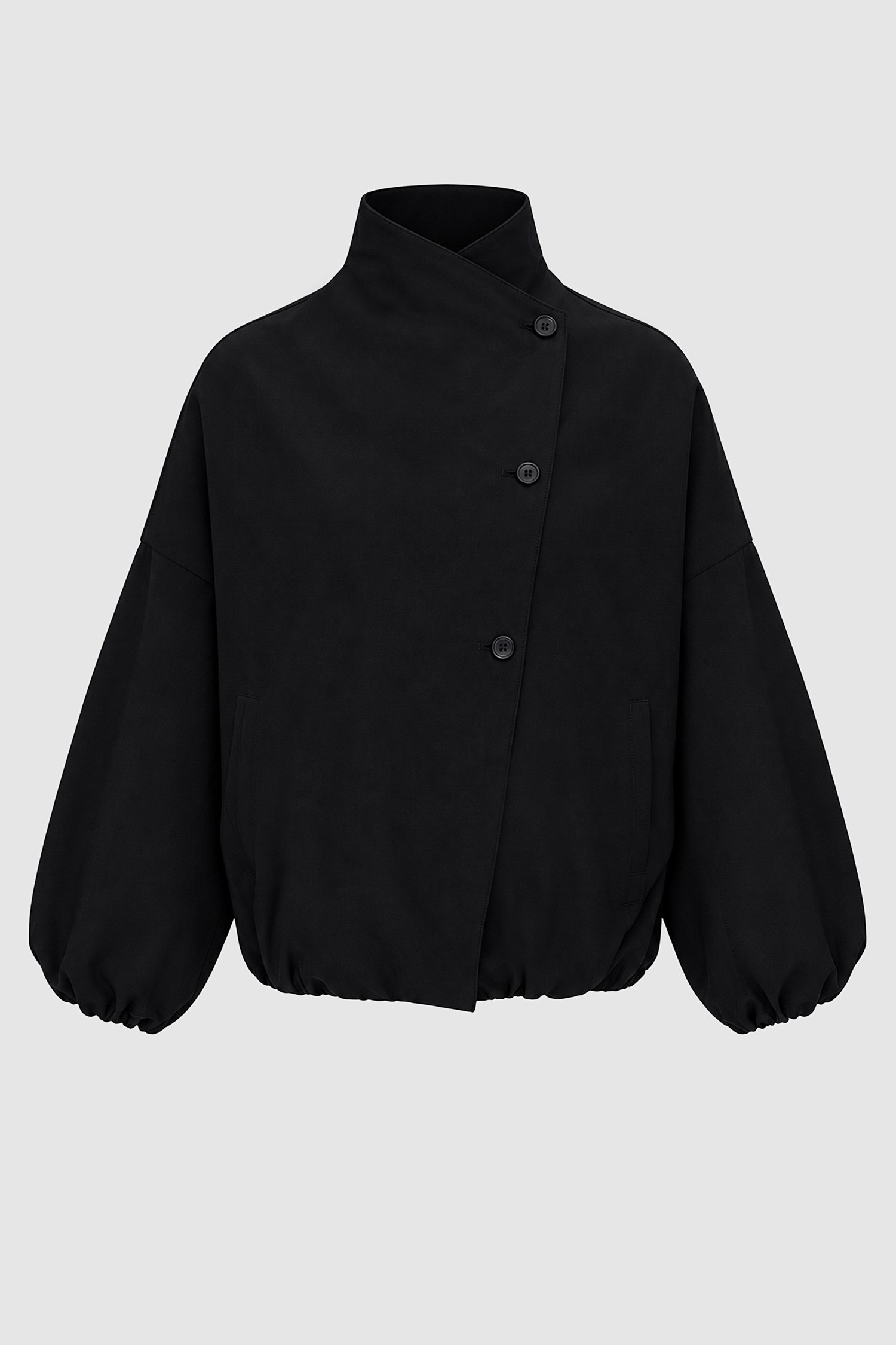 Kadın Siyah Kruvaze Oversize Bomber Ceket-Thalure