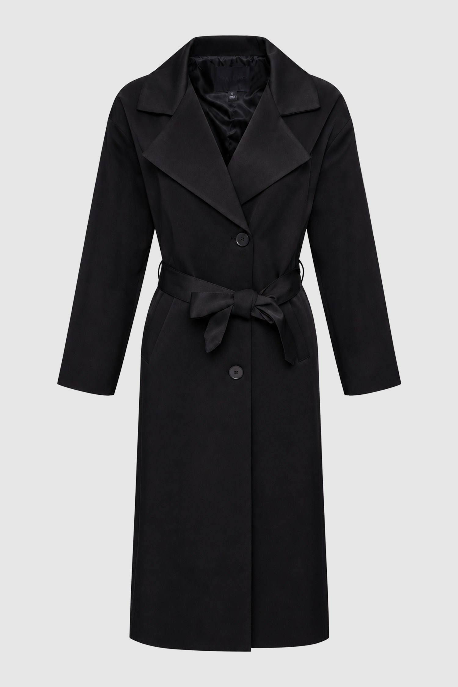 Kadın Siyah Oversize Kuşaklı Trençkot-Thalure