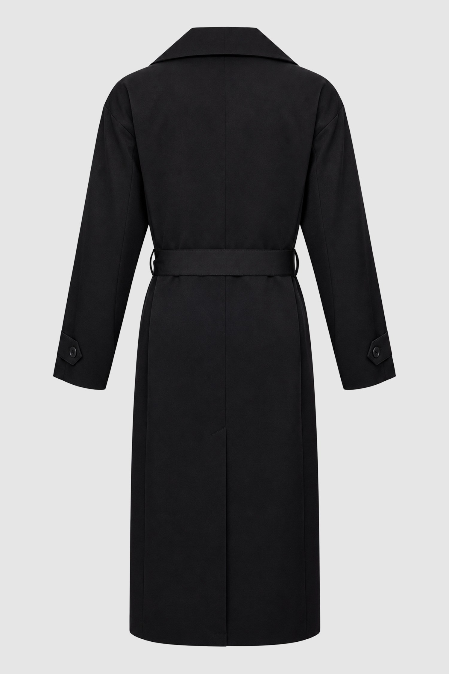 Kadın Siyah Oversize Kuşaklı Trençkot-Thalure