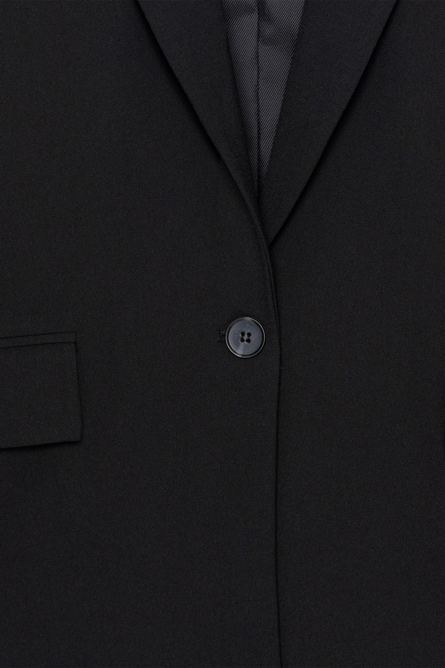 Kadın Siyah Tek Düğmeli Oversize Blazer-Thalure