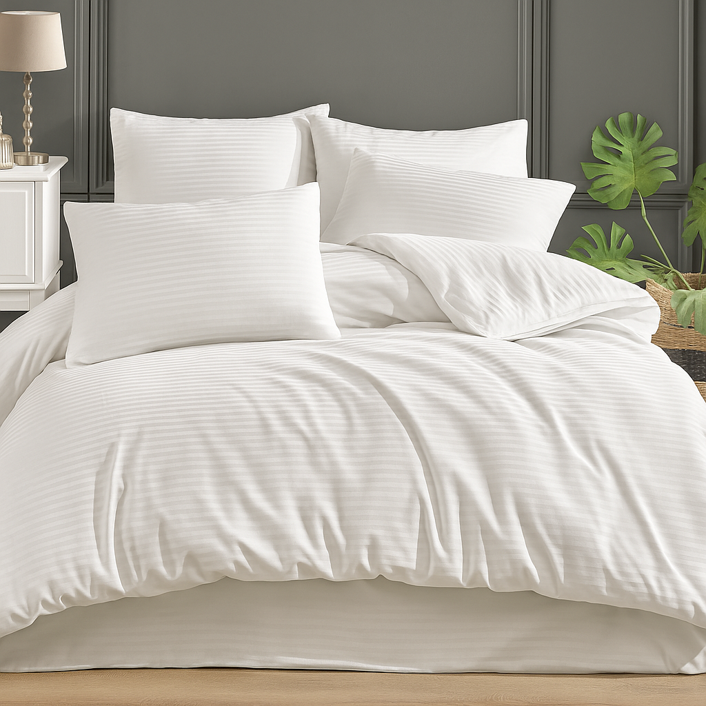 Ekru Pamuk Saten Nevresim Tek Kişilik