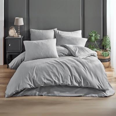 Gri Pamuk Saten Nevresim Tek Kişilik