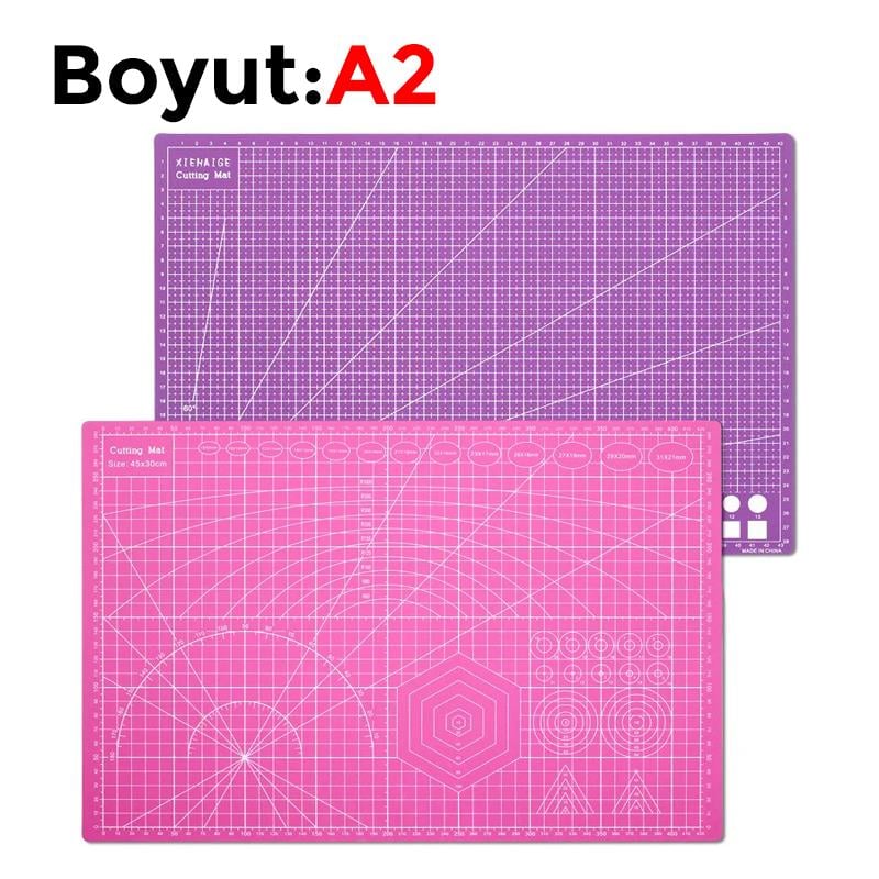 Çift Taraflı Yanmaz Kendini Onaran Kesim Matı - Boyut:-A2 (420x594) Ren Pembe