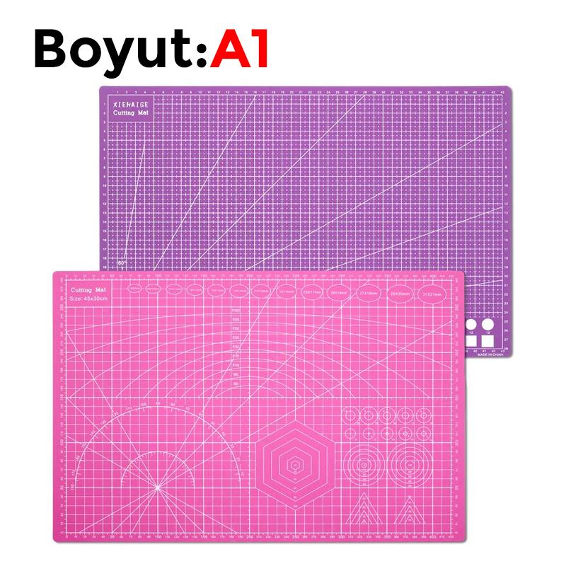 Çift Taraflı Yanmaz Kendini Onaran Kesim Matı - Boyut:-A1 (594x841) Ren Pembe