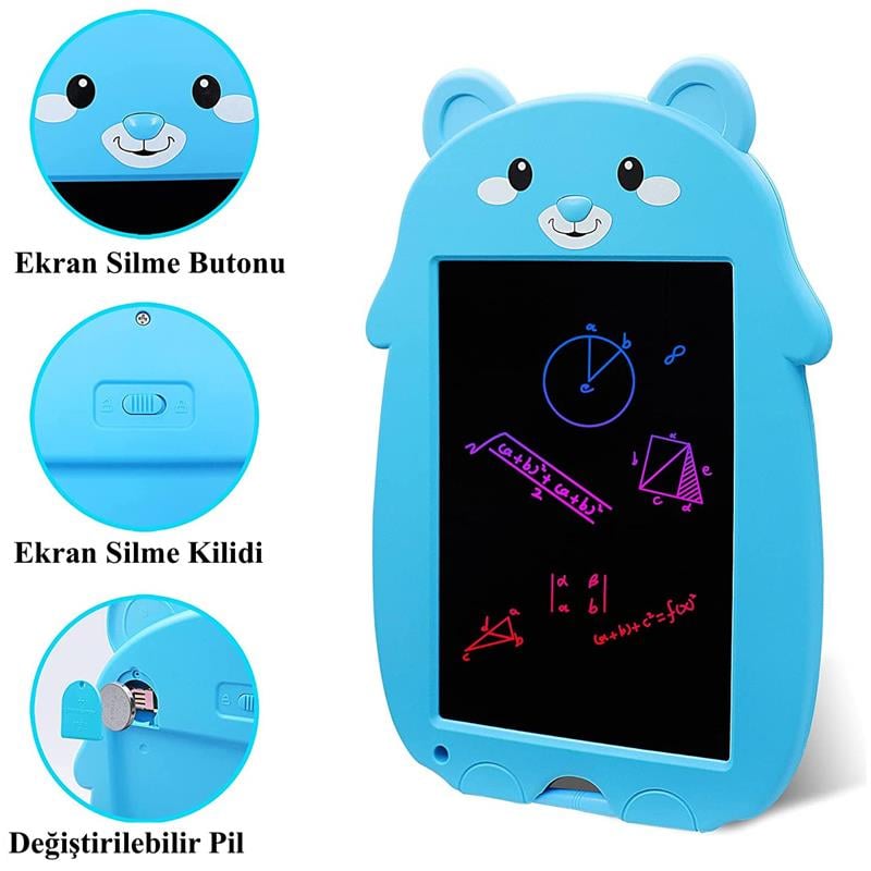 9'' Ayıcıklı Mavi LCD Yazı Tahtası