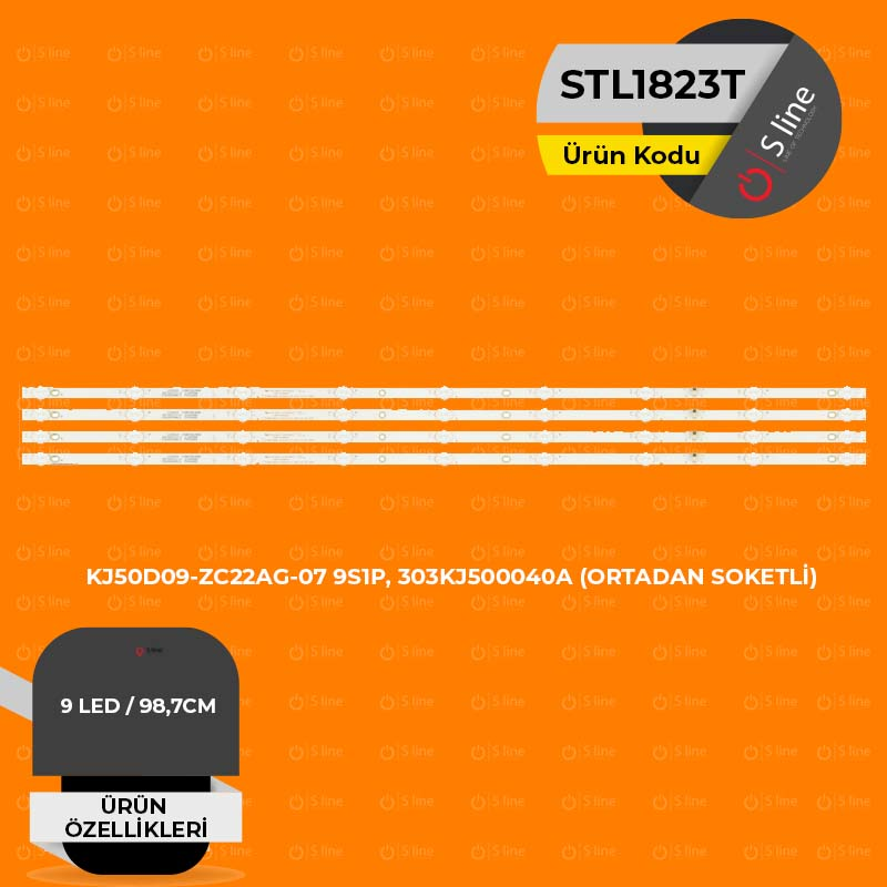 50'' KJ50D09-ZC22AG-07 9S1P, 303KJ500040A (ortadan soketli) Tv Led Bar