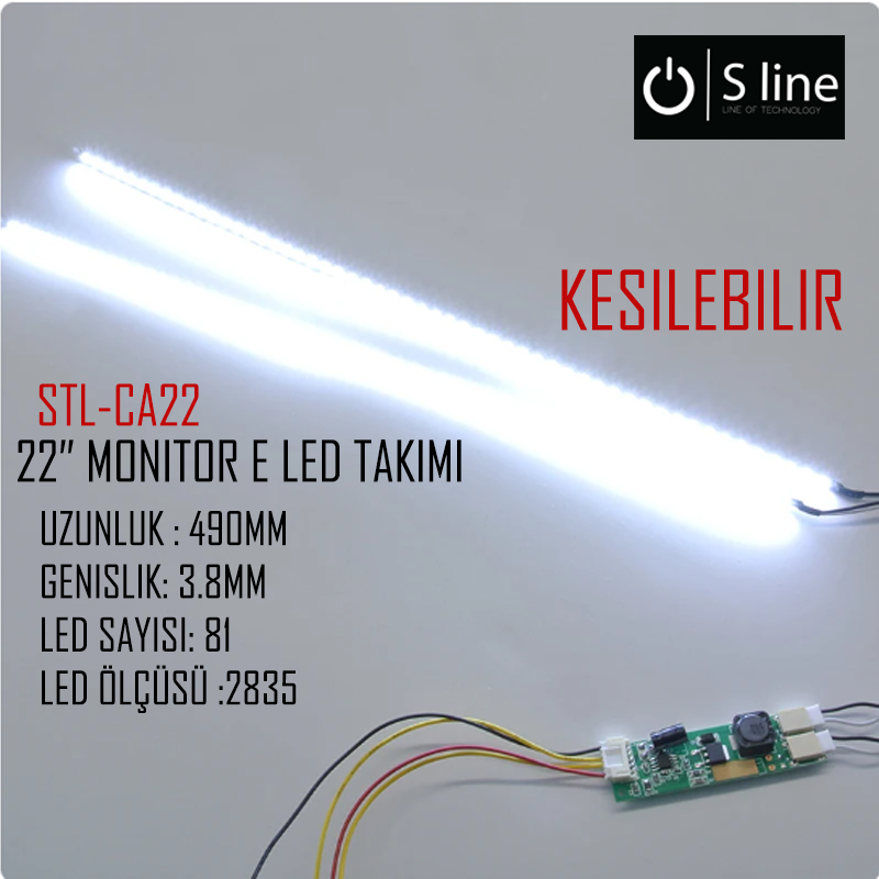 Sline 22'' Universal Monitör Led Takımı Sürücü Dahil Kesilebilir