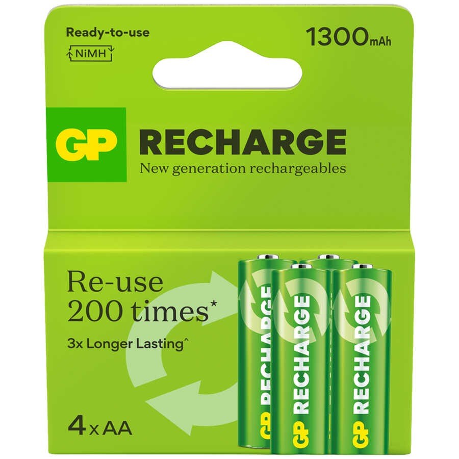 GP Batteries ReCharge 1300 mAh AA Ni-MH Şarjlı Kalem Pil 1.2V - 4'lü Kart