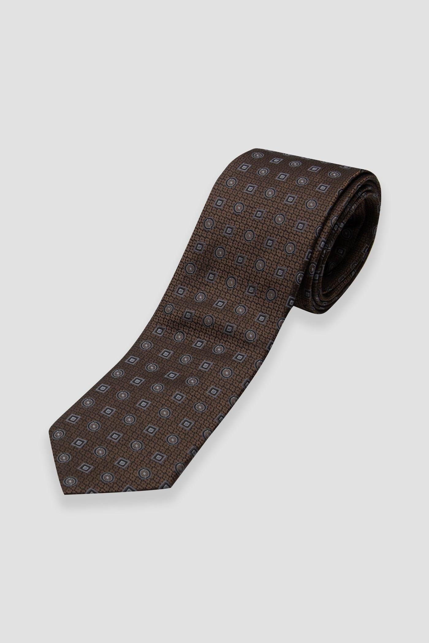 Abbate Kravat 8 cm Mikrofiber Polyester Açık Kahverengi Erkek Desenli Kravat