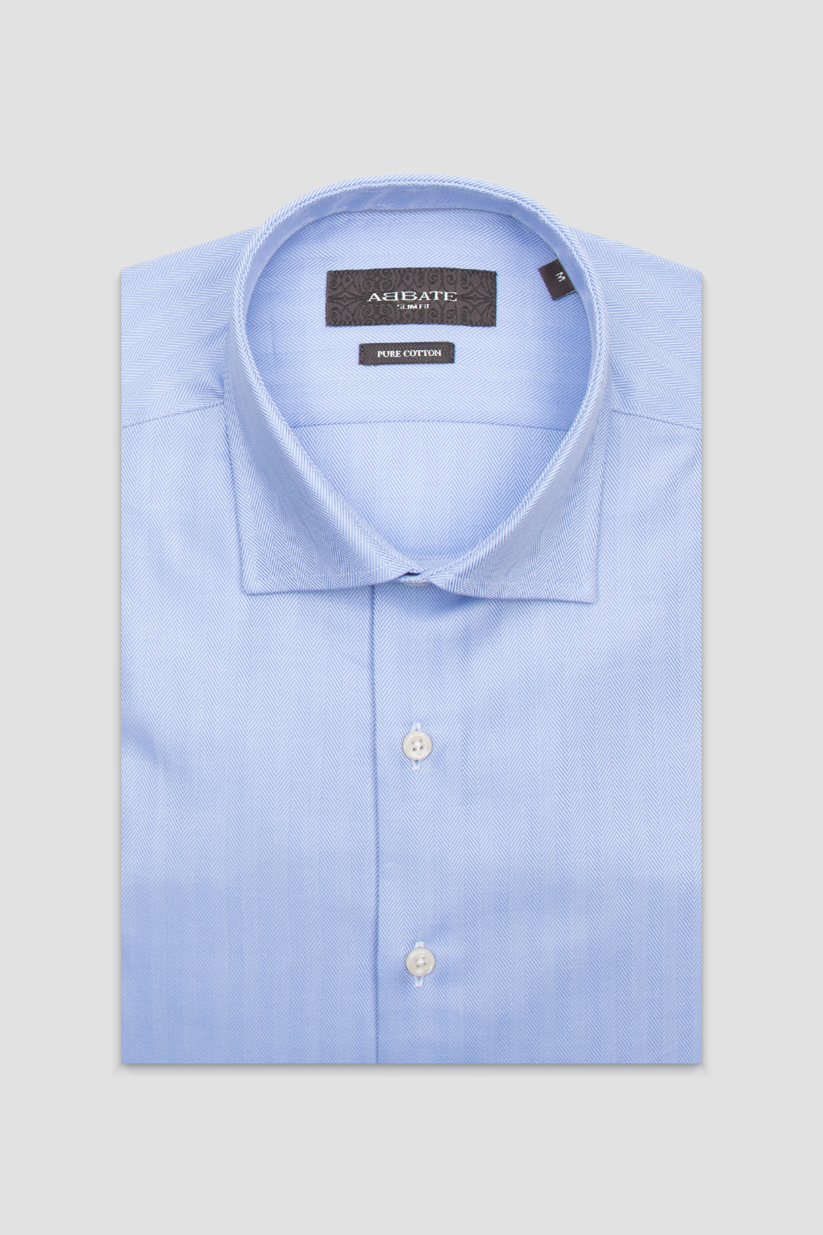 Abbate Marco Twill Pamuklu Slim Fit Açık Mavi Klasik Yaka Erkek Düz Gömlek