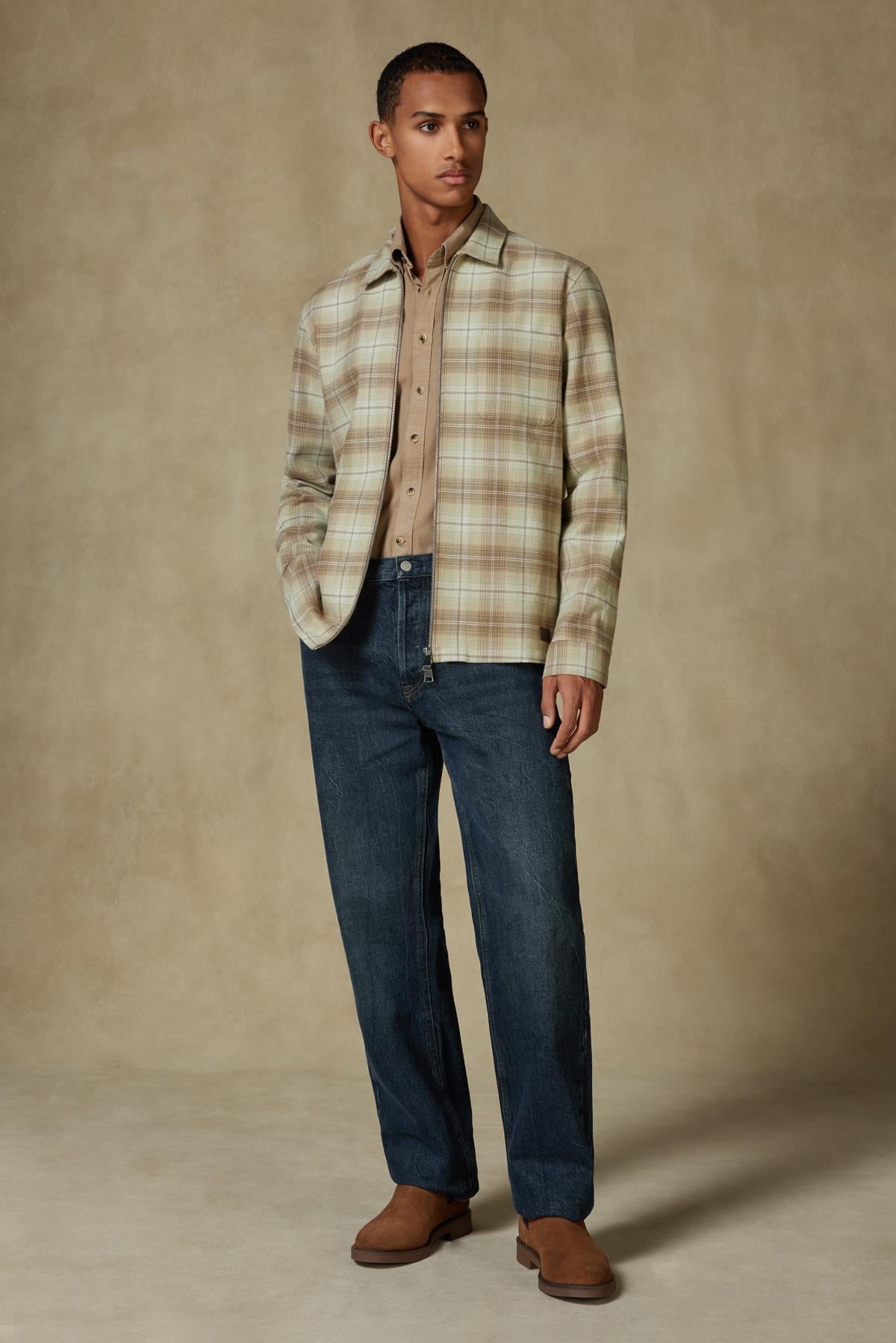 Abbate Prato Flanel Pamuklu Overshirt Fit Yeşil Klasik Yaka Erkek Ekoseli Overshirt
