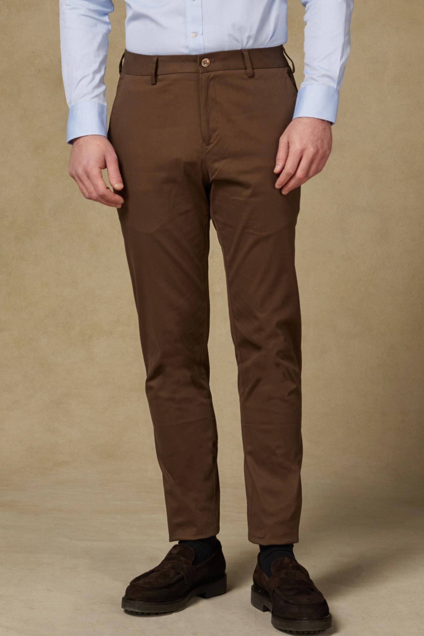 Abbate Prime Chino Poplin Stretch Pamuk Karışımlı Modern Fit Koyu Yeşil Erkek Düz Pantolon