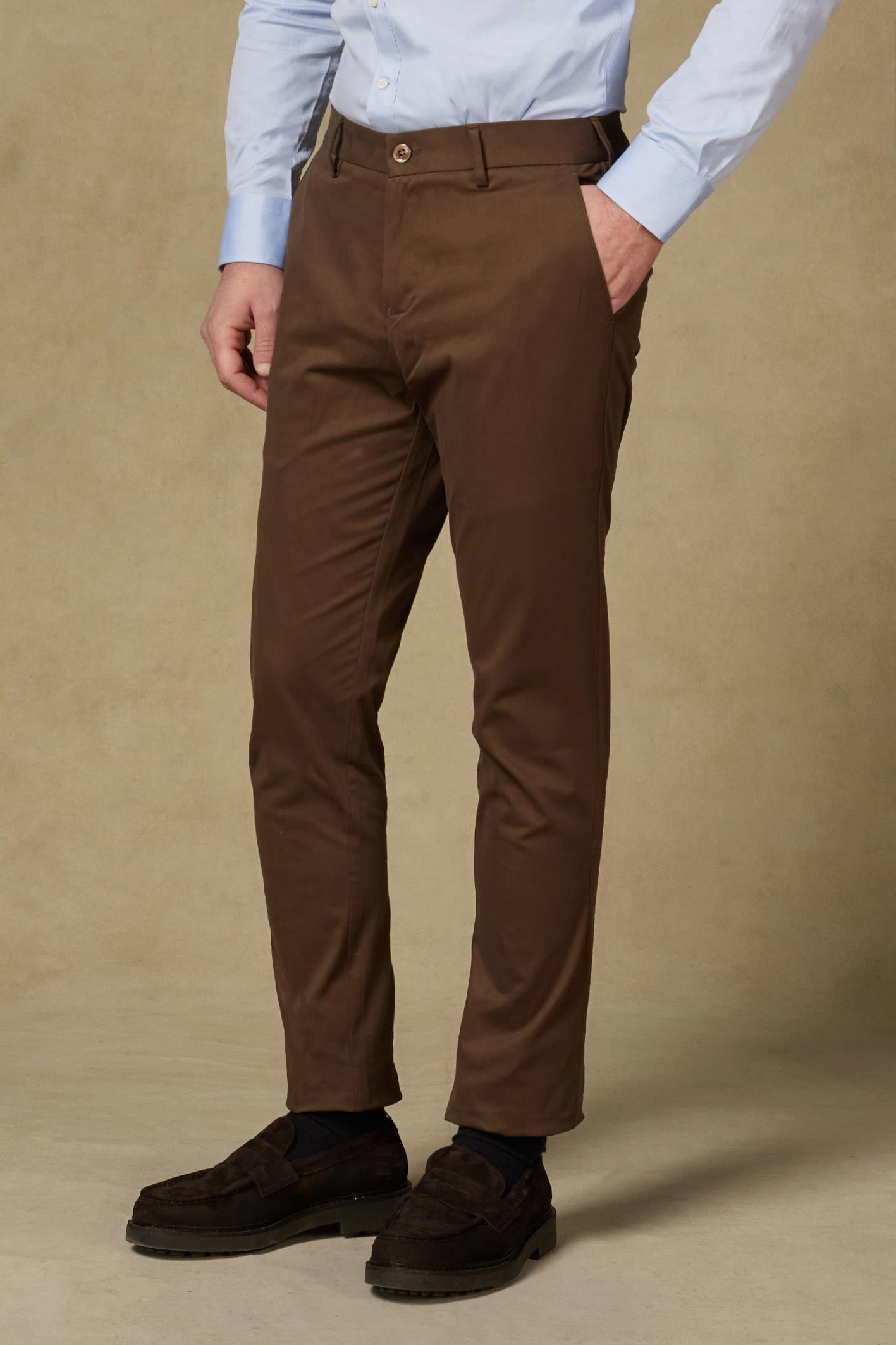 Abbate Prime Chino Poplin Stretch Pamuk Karışımlı Modern Fit Koyu Yeşil Erkek Düz Pantolon