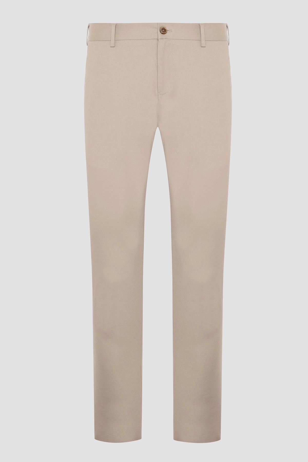 Abbate Prime Chino Poplin Stretch Pamuk Karışımlı Modern Fit Bej Erkek Düz Pantolon