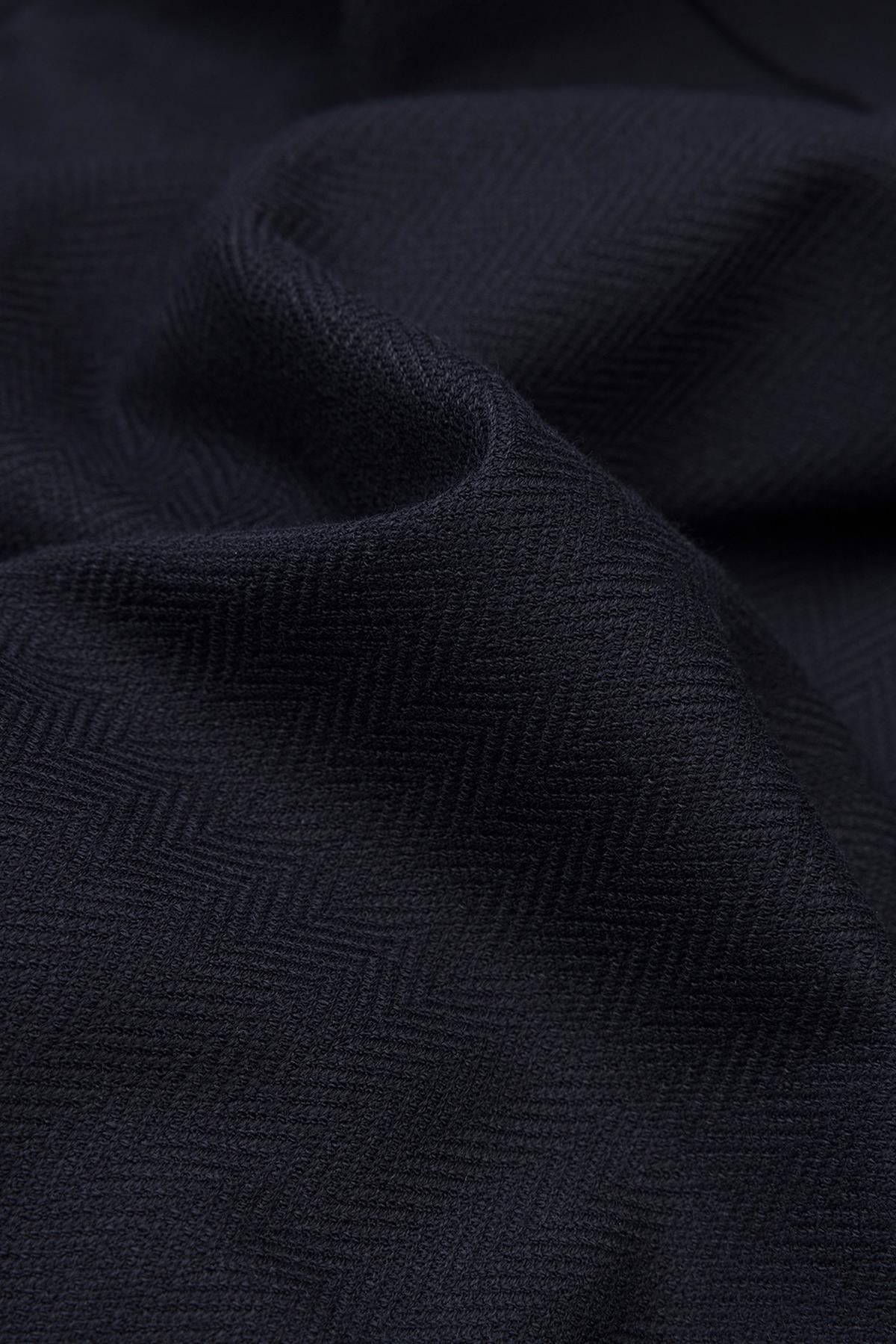 Abbate Verso Twill Overshirt Polyviskon Karışımlı Overshirt Fit Lacivert Klasik Yaka Erkek Çizgili Gömlek
