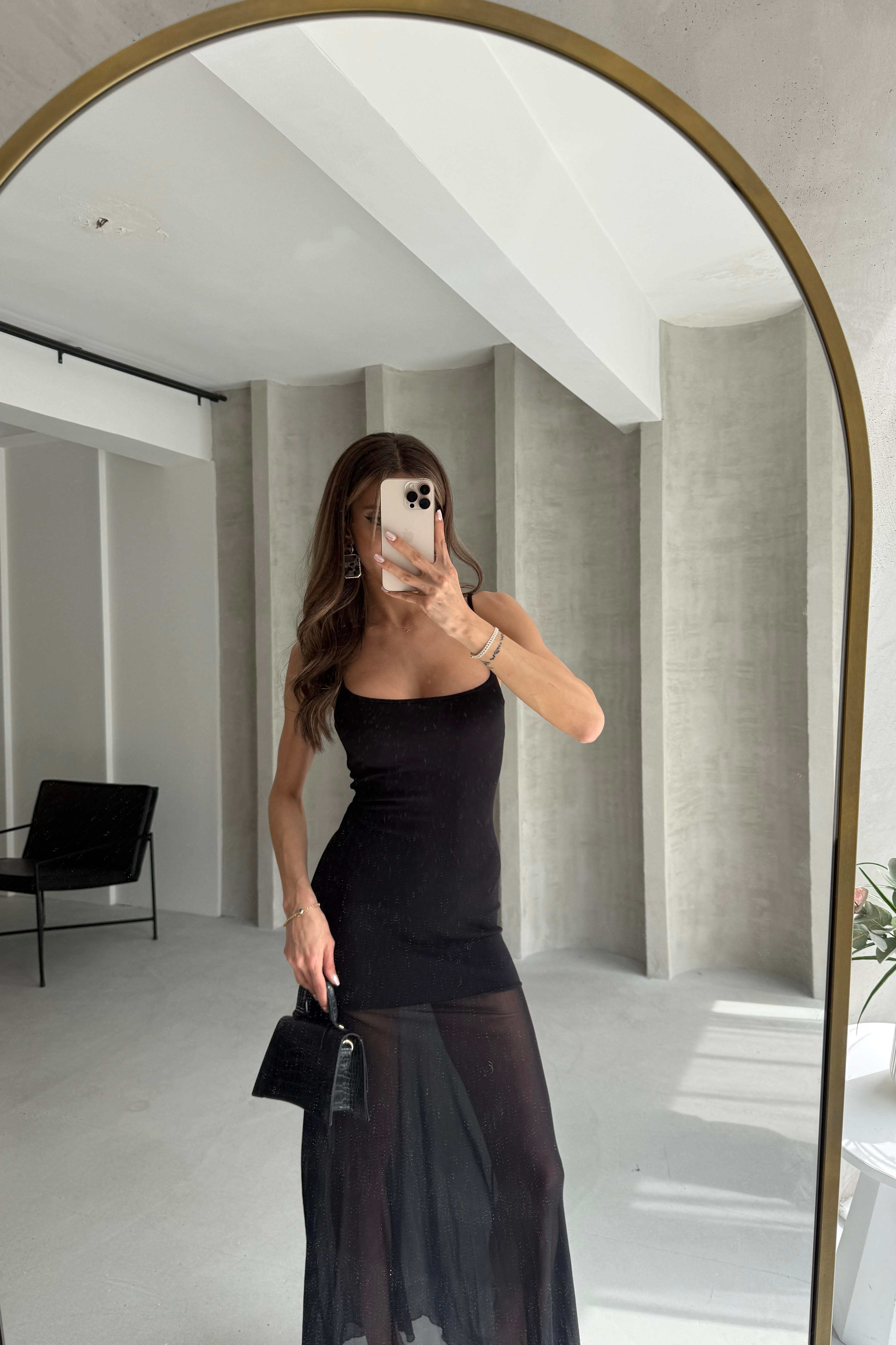 Askılı Dantelli Elbise