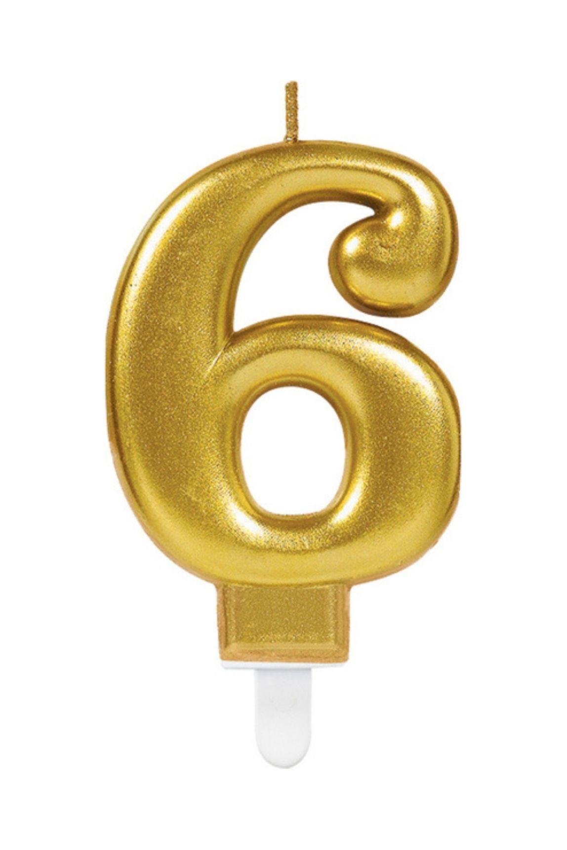Gold Renkli Rakamlı Doğum Günü Pastası Yaş Mumu – 6 Yaş