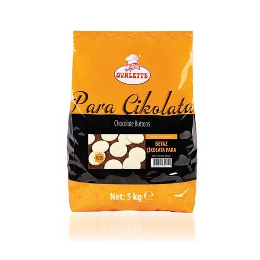 Ovalette Beyaz Pul Kuvertür Çikolata Ekstra 5 Kg