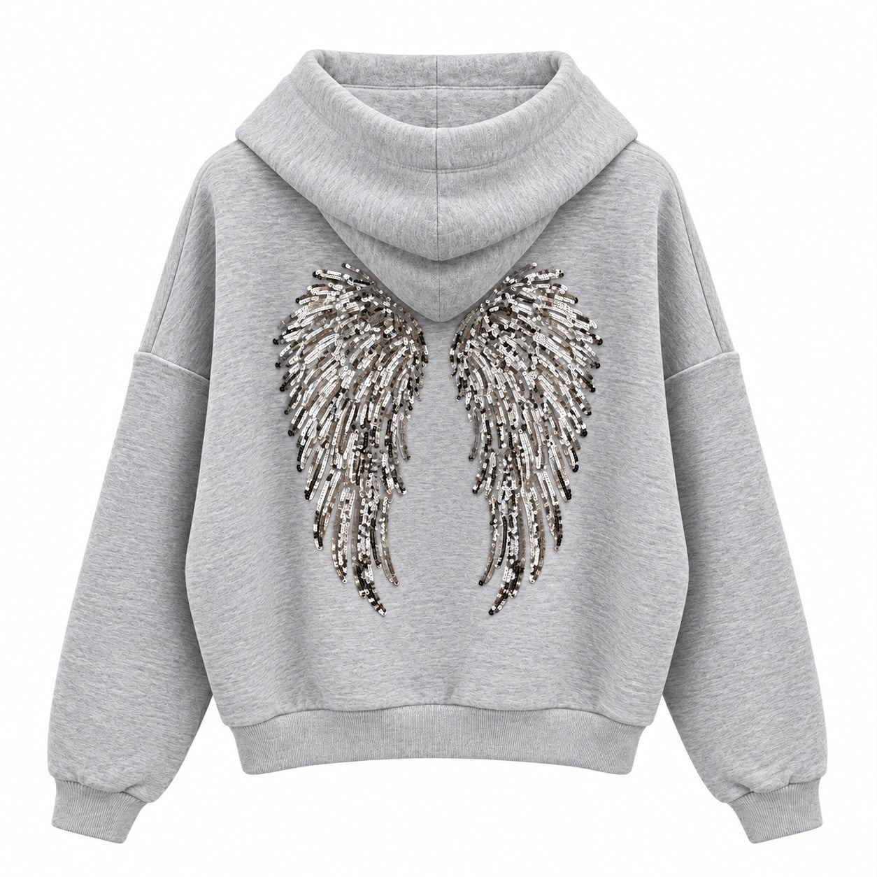 Angel Gri Arkası Pul Baskılı Sweat